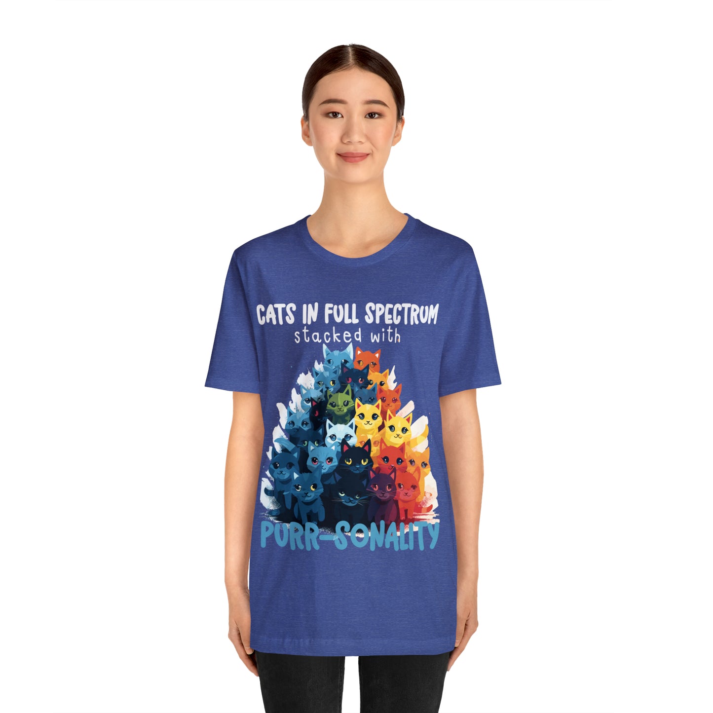 Cats in Full Spectrum Stacked with Purr-sonality Vibrant T-Shirt