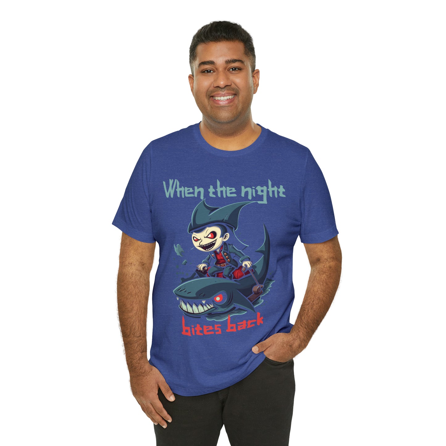 When The Night Bites Back Vampire Shark Halloween Nightmare T-Shirt