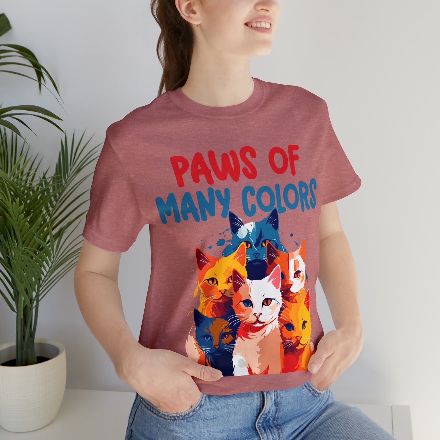 Paws of Many Colors Feline Rainbow Delight Kitty Lover T-Shirt