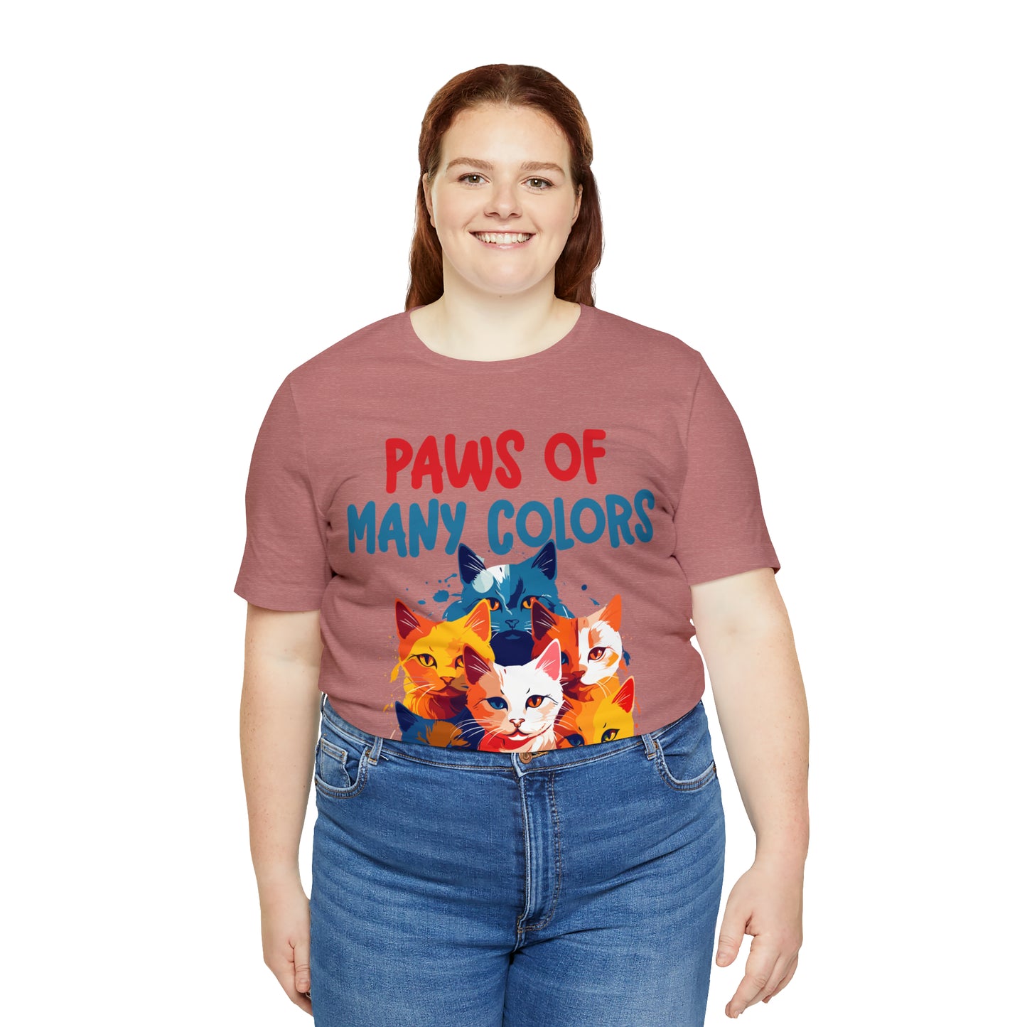 Paws of Many Colors Feline Rainbow Delight Kitty Lover T-Shirt