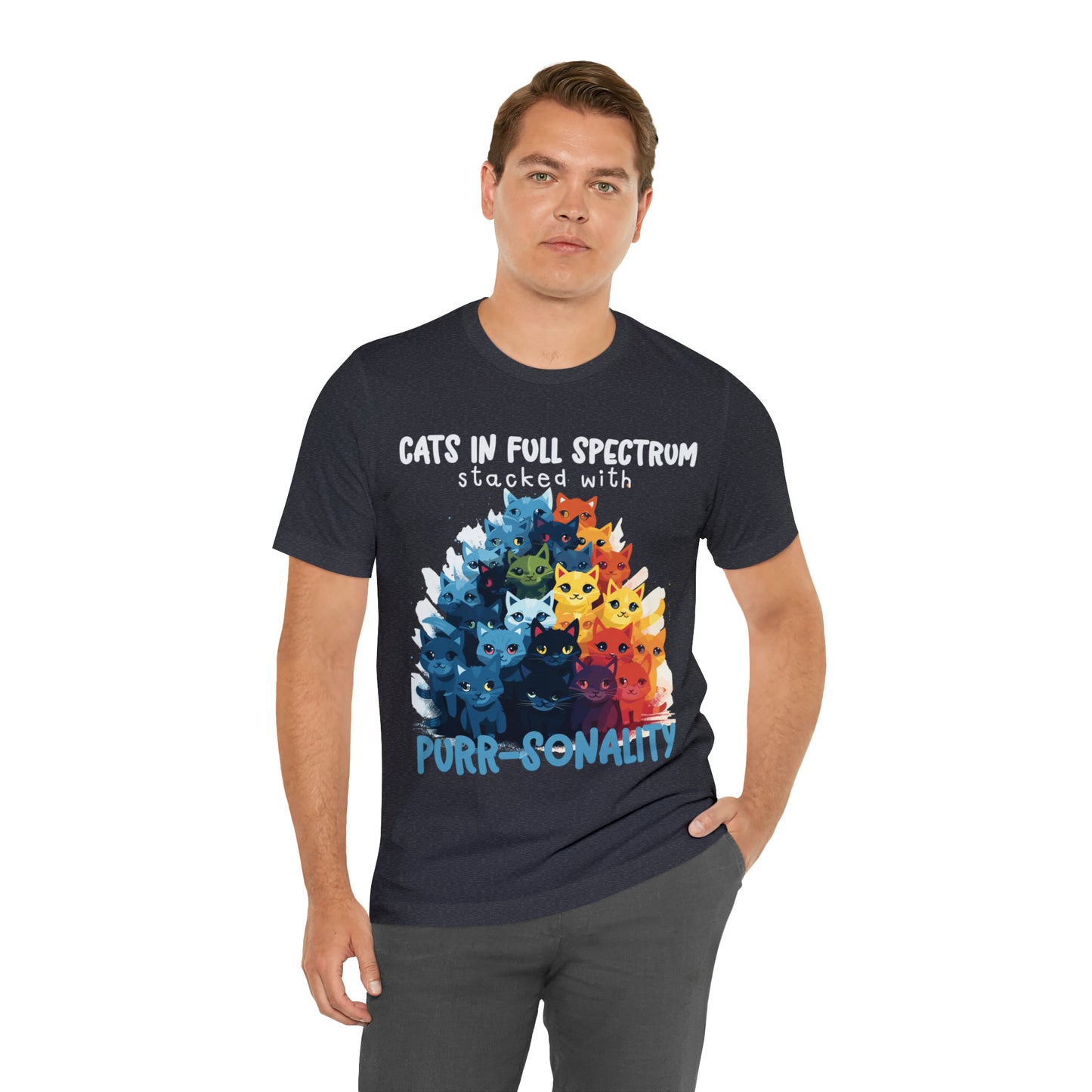 Cats in Full Spectrum Stacked with Purr-sonality Vibrant T-Shirt