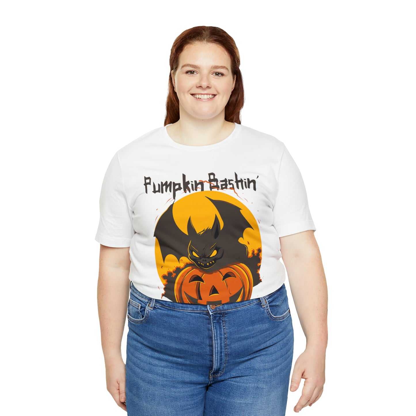 Spooky Bat Smashes Pumpkin Bashin' Fun Halloween Batty Style T-Shirt