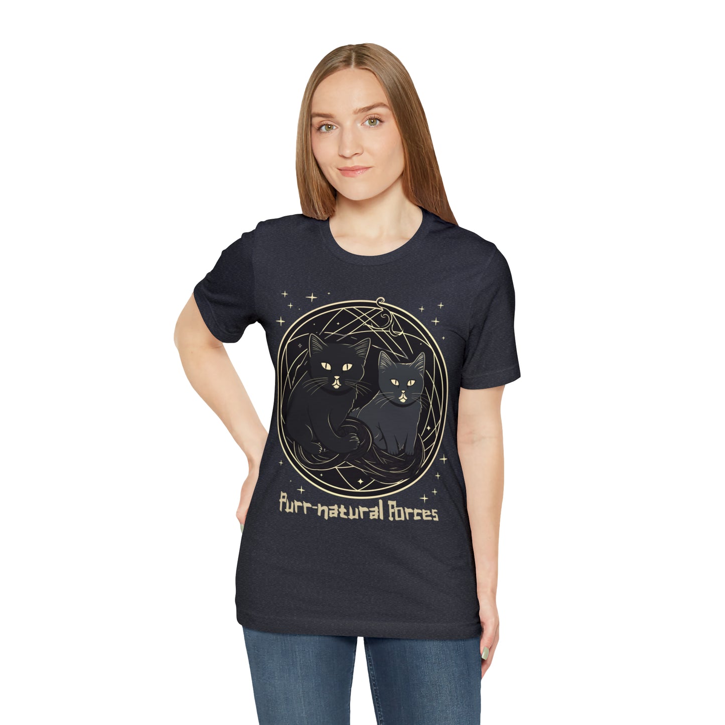 Purr-natural Forces Halloween Black Cat Magic Feline T-Shirt