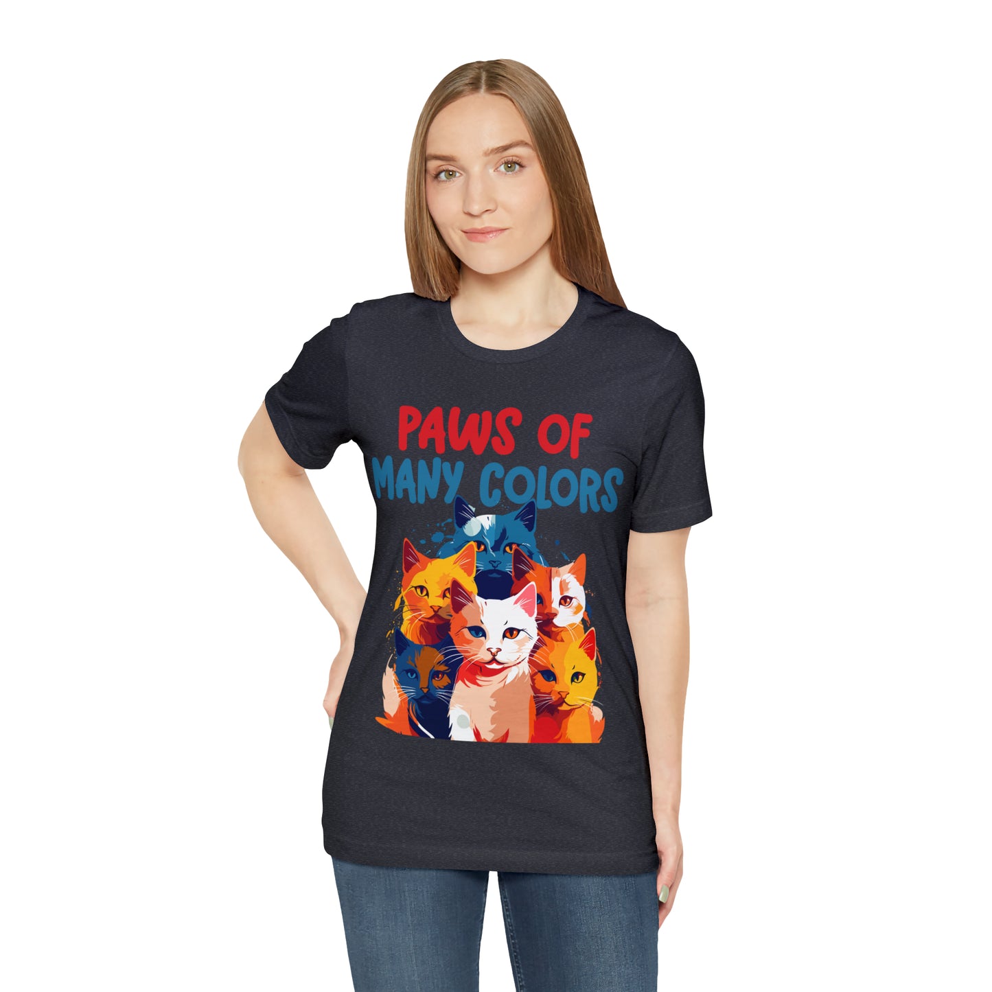 Paws of Many Colors Feline Rainbow Delight Kitty Lover T-Shirt