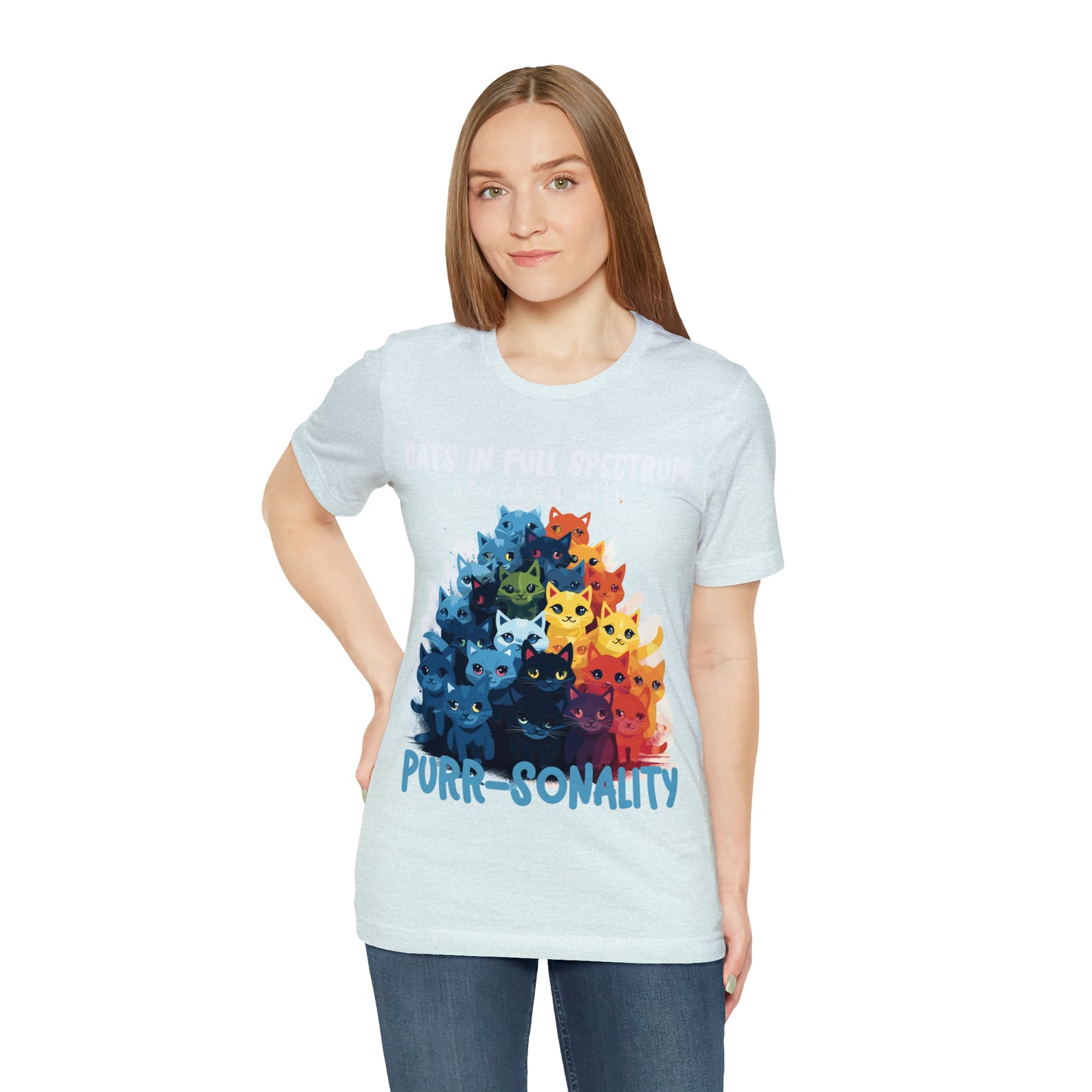 Cats in Full Spectrum Stacked with Purr-sonality Vibrant T-Shirt