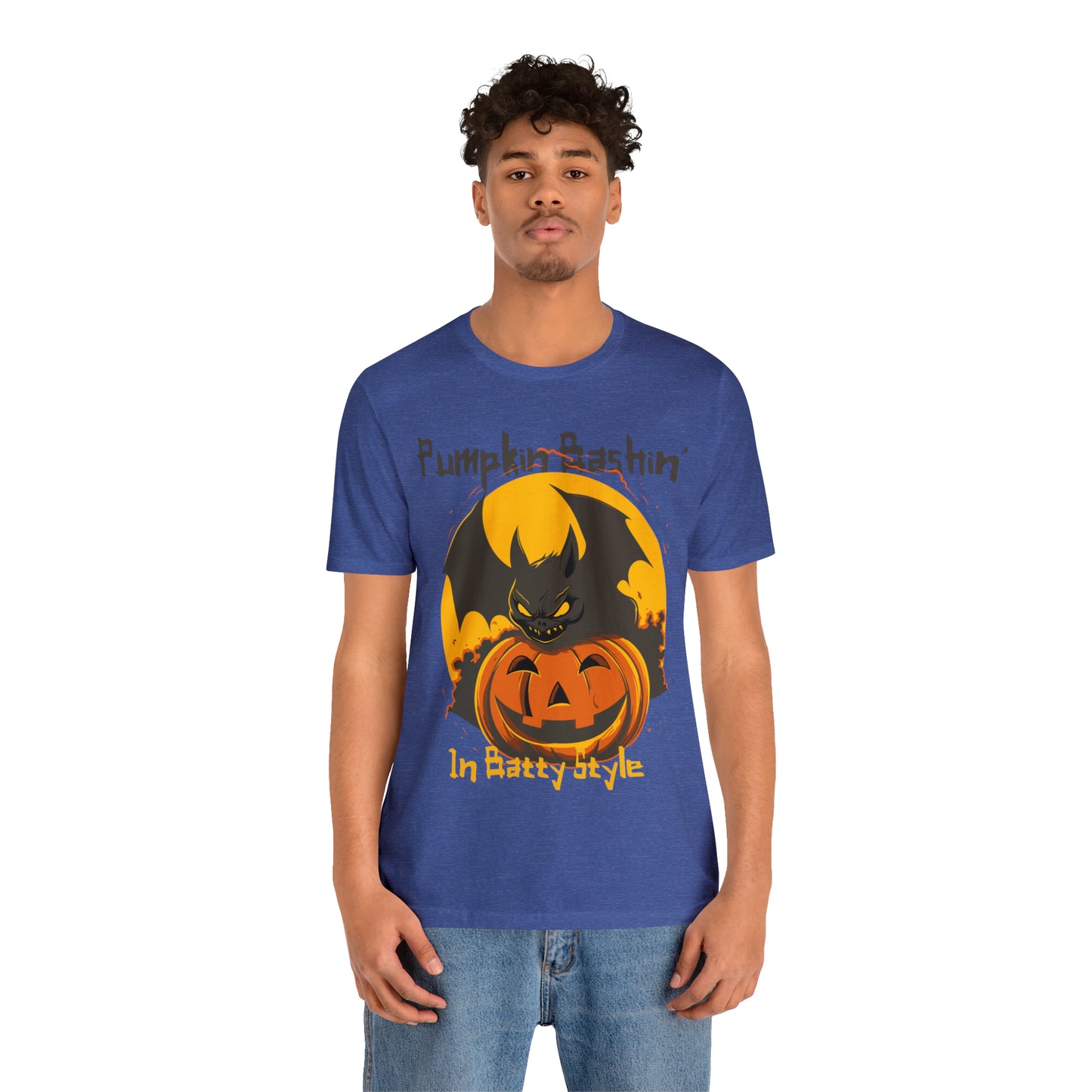 Spooky Bat Smashes Pumpkin Bashin' Fun Halloween Batty Style T-Shirt