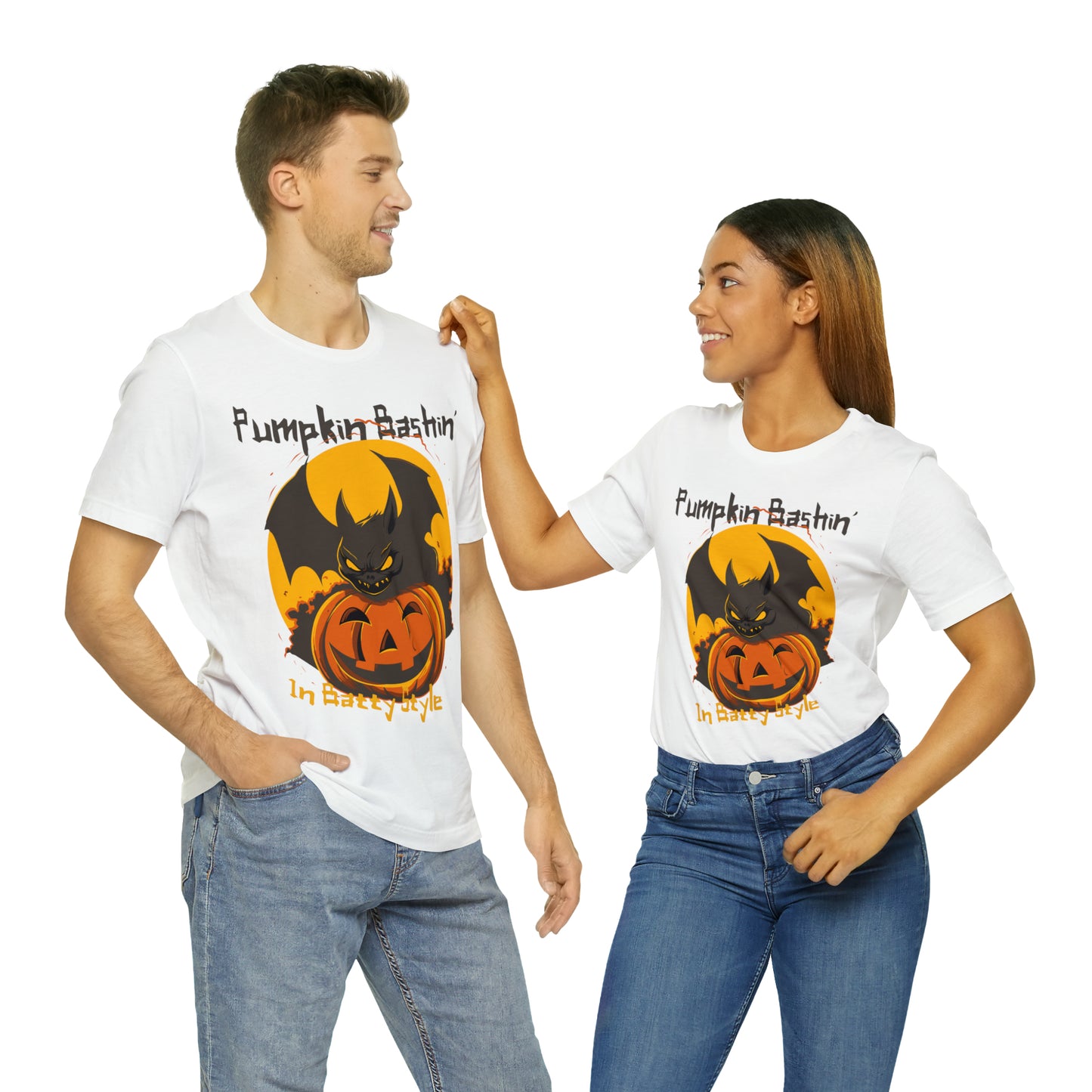 Spooky Bat Smashes Pumpkin Bashin' Fun Halloween Batty Style T-Shirt