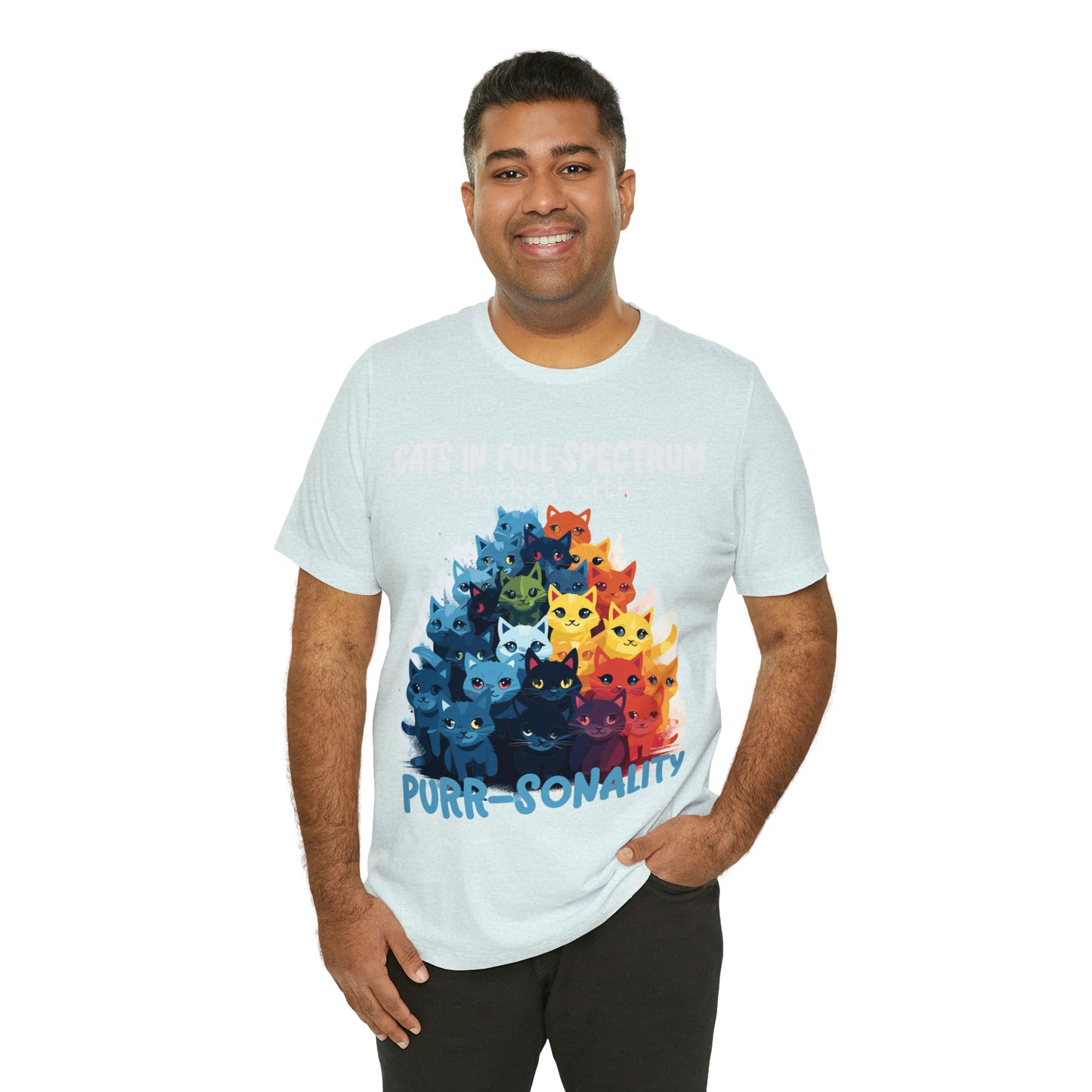 Cats in Full Spectrum Stacked with Purr-sonality Vibrant T-Shirt