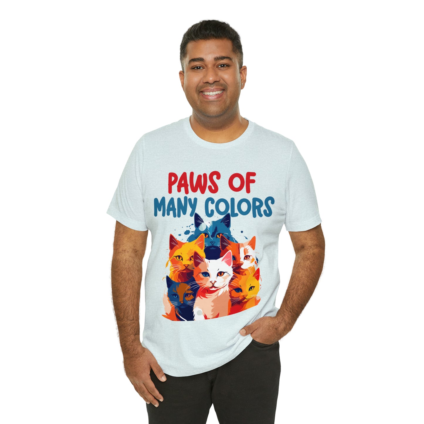 Paws of Many Colors Feline Rainbow Delight Kitty Lover T-Shirt