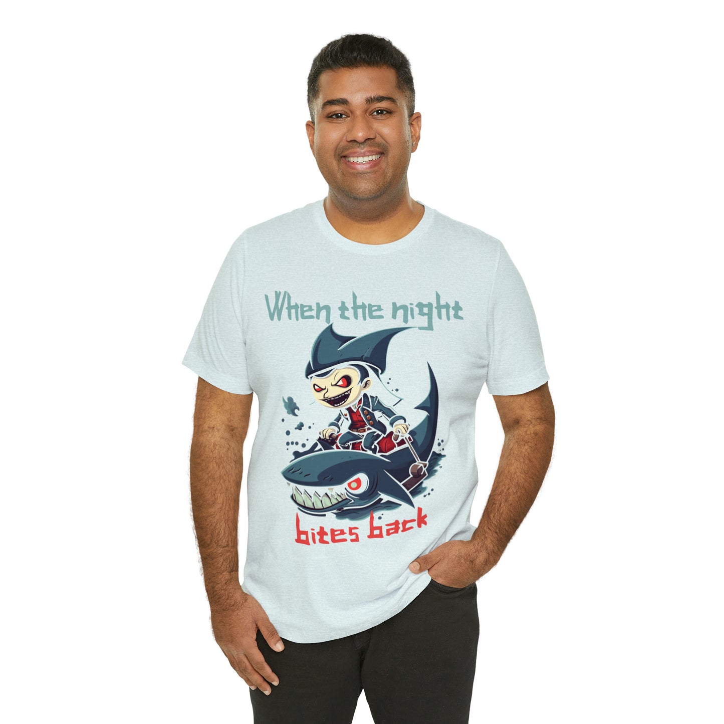 When The Night Bites Back Vampire Shark Halloween Nightmare T-Shirt