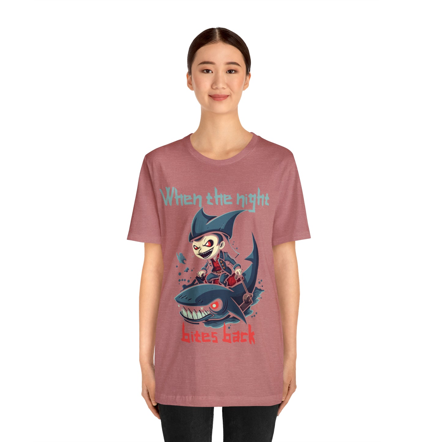 When The Night Bites Back Vampire Shark Halloween Nightmare T-Shirt