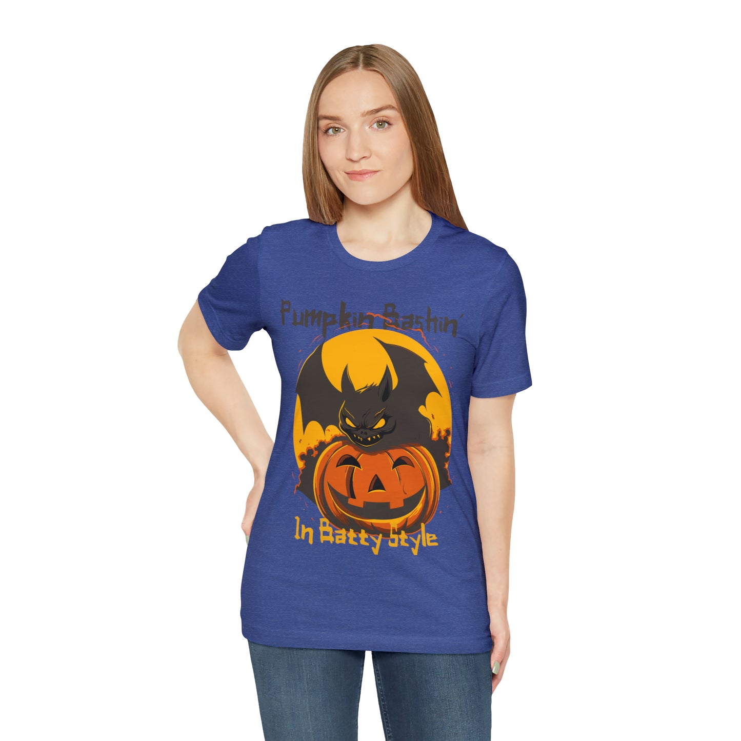 Spooky Bat Smashes Pumpkin Bashin' Fun Halloween Batty Style T-Shirt