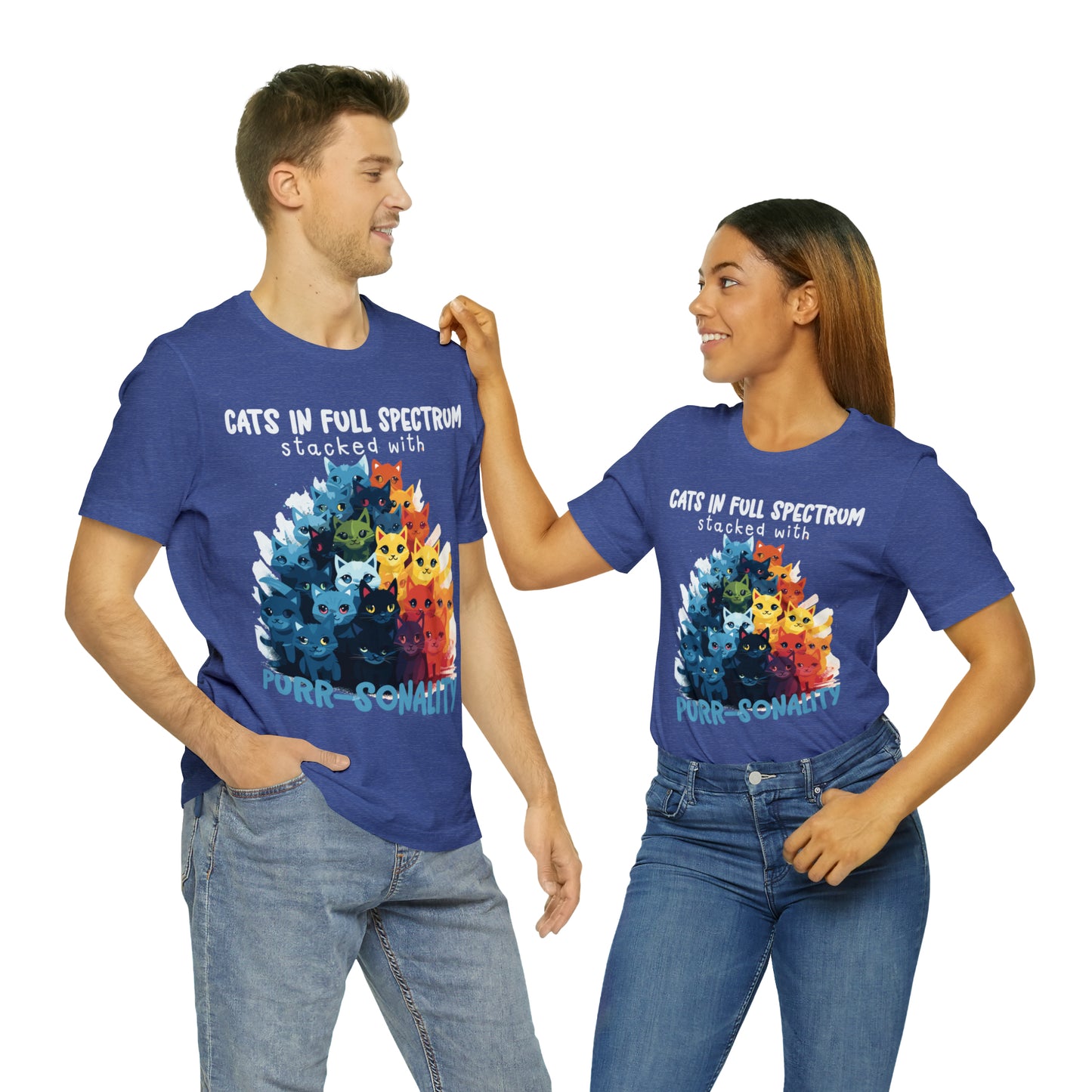 Cats in Full Spectrum Stacked with Purr-sonality Vibrant T-Shirt