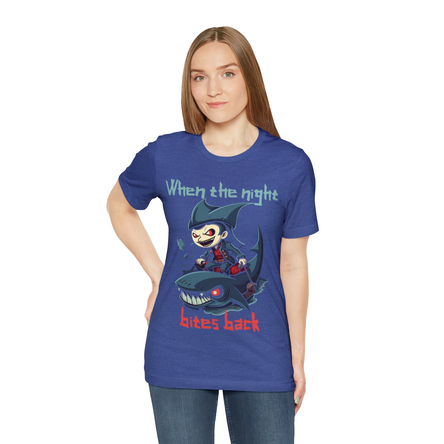 When The Night Bites Back Vampire Shark Halloween Nightmare T-Shirt