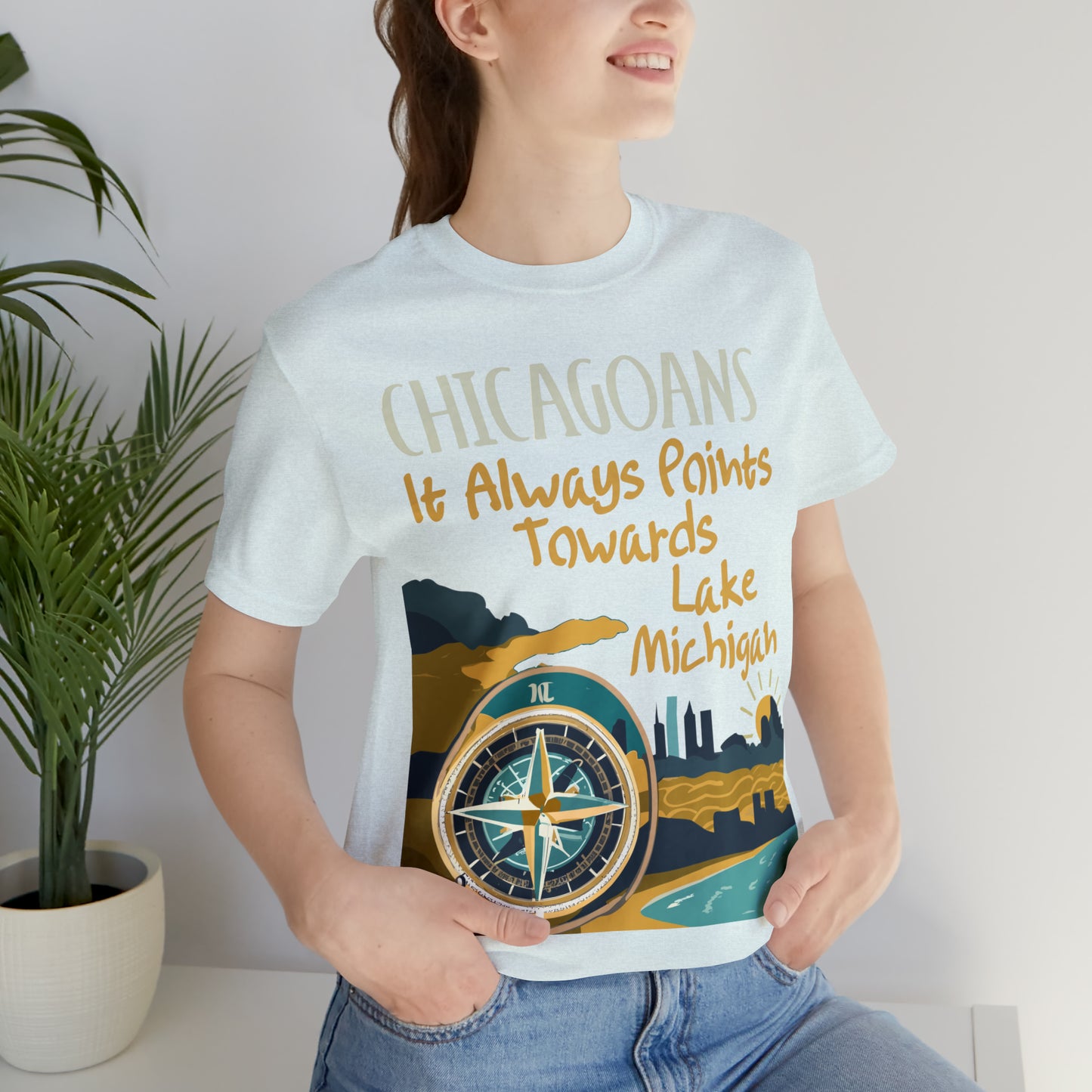 Chicago Compass Always Pointing to Lake Michigan T-Shirt