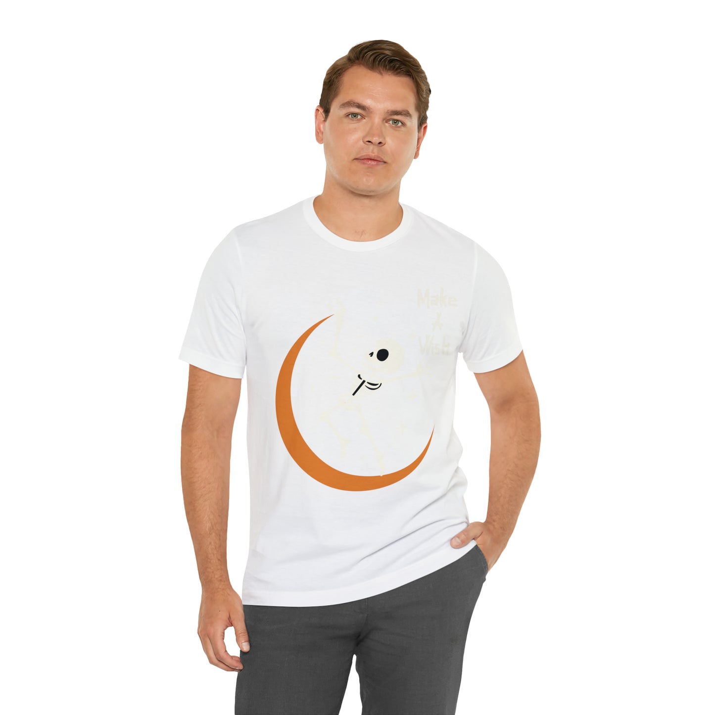 Spooky Skeleton Make A Wish Halloween Moon Stars Celestial T-Shirt