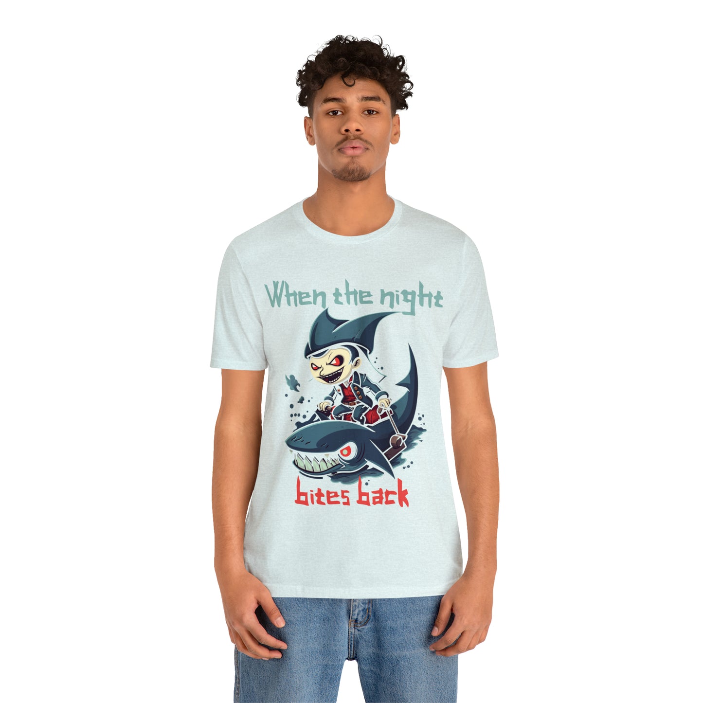 When The Night Bites Back Vampire Shark Halloween Nightmare T-Shirt