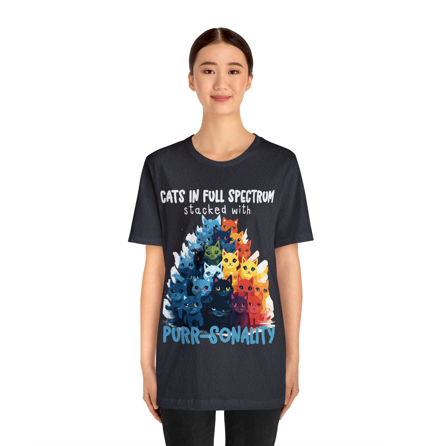 Cats in Full Spectrum Stacked with Purr-sonality Vibrant T-Shirt