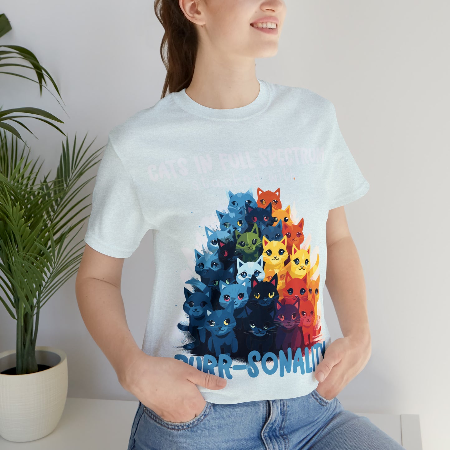 Cats in Full Spectrum Stacked with Purr-sonality Vibrant T-Shirt