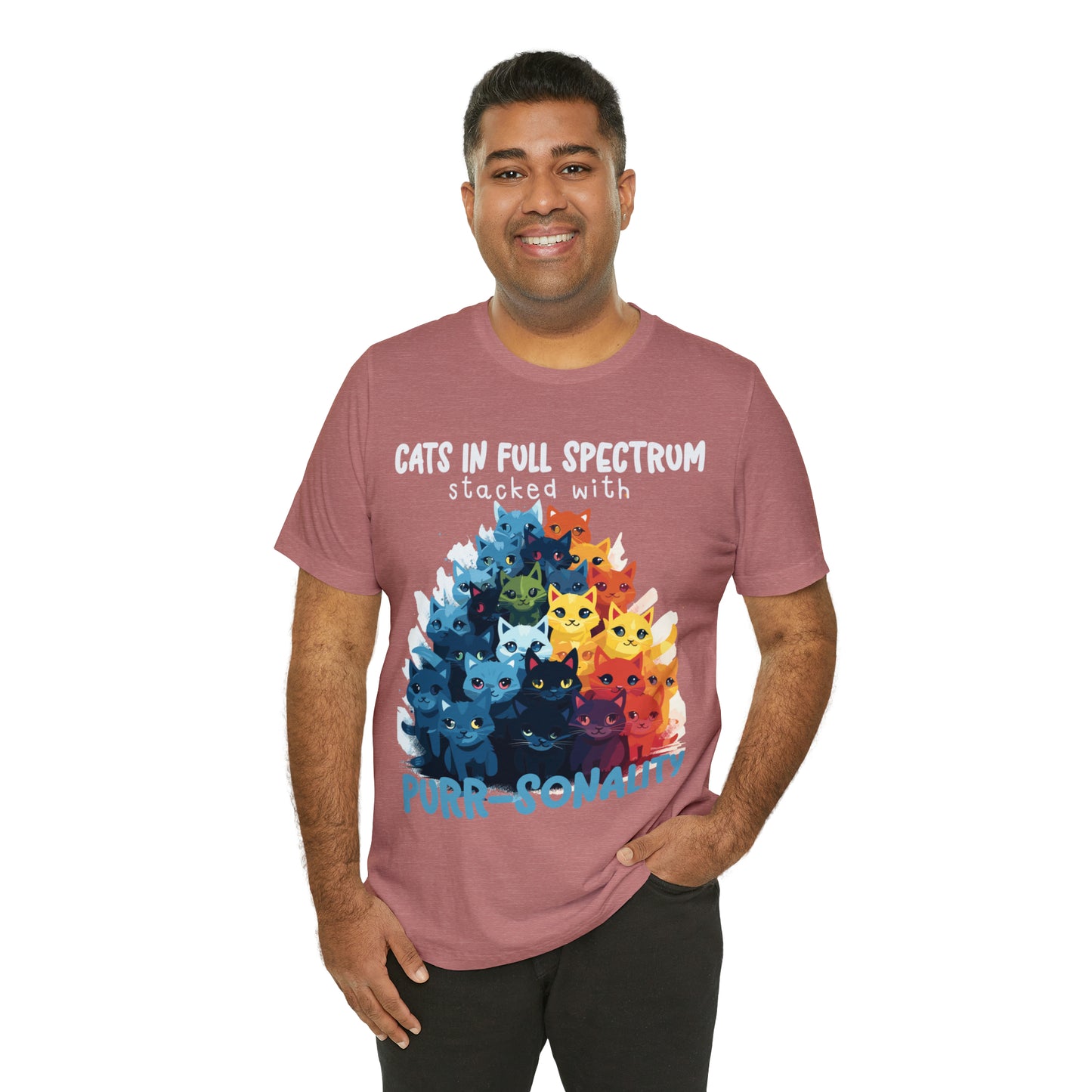 Cats in Full Spectrum Stacked with Purr-sonality Vibrant T-Shirt