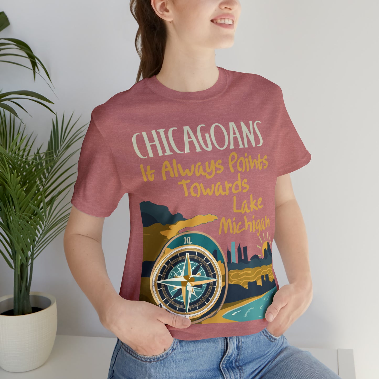 Chicago Compass Always Pointing to Lake Michigan T-Shirt