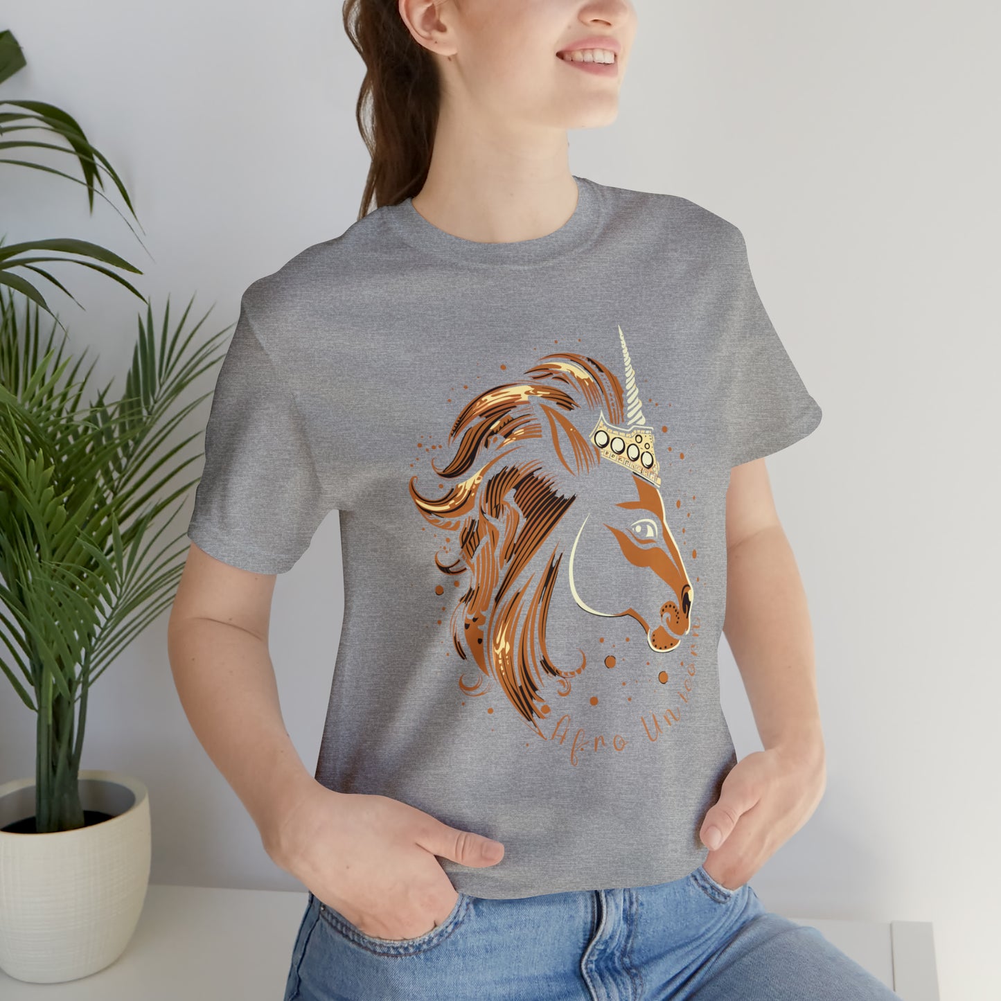 Afro Unicorn with crown - Regal Whimsical Majestic Fantasy Royal T-Shirt