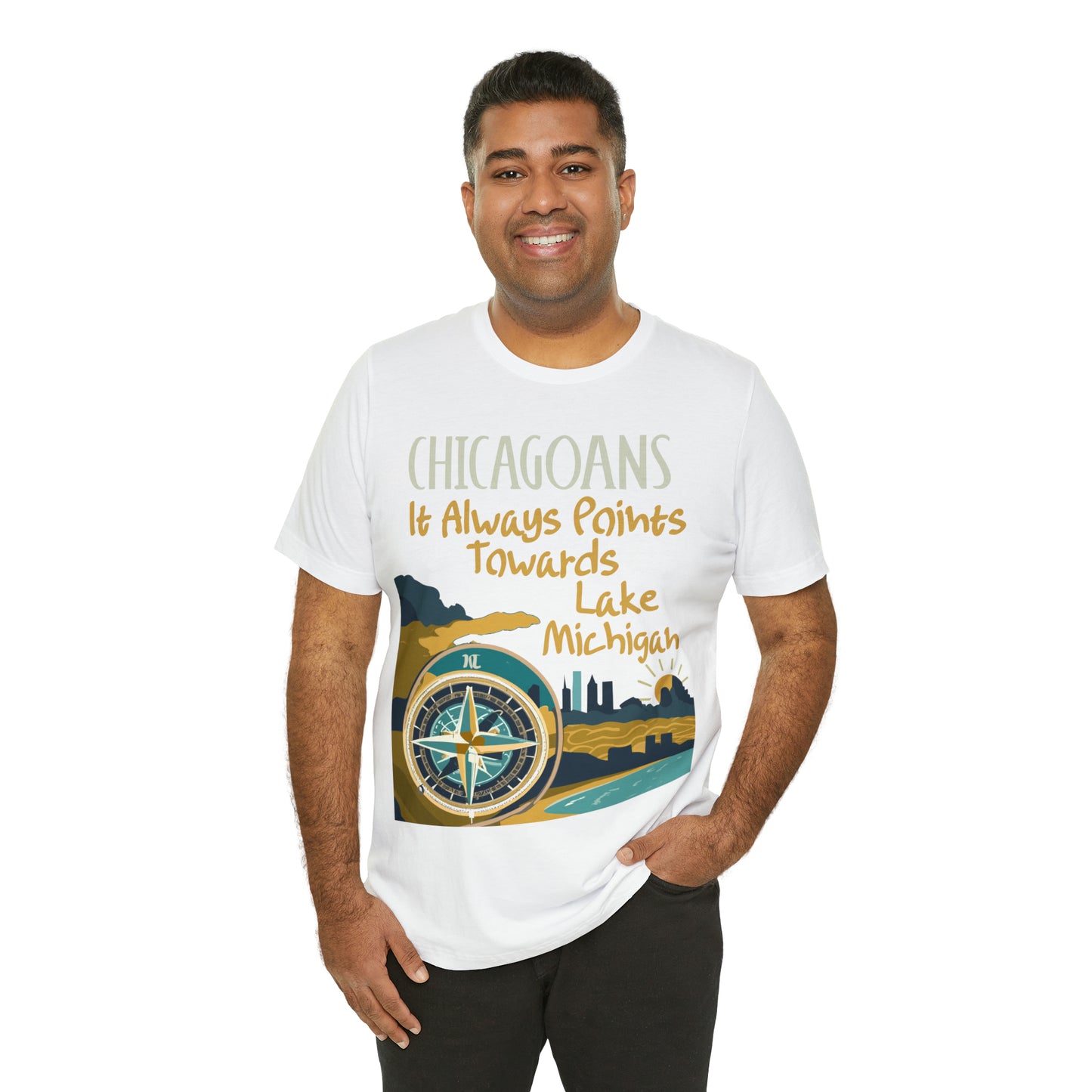 Chicago Compass Always Pointing to Lake Michigan T-Shirt