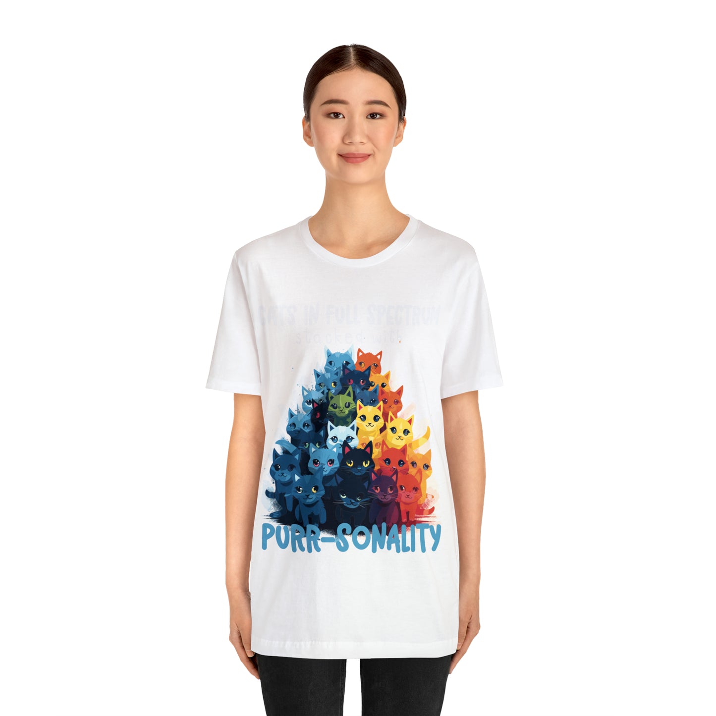 Cats in Full Spectrum Stacked with Purr-sonality Vibrant T-Shirt