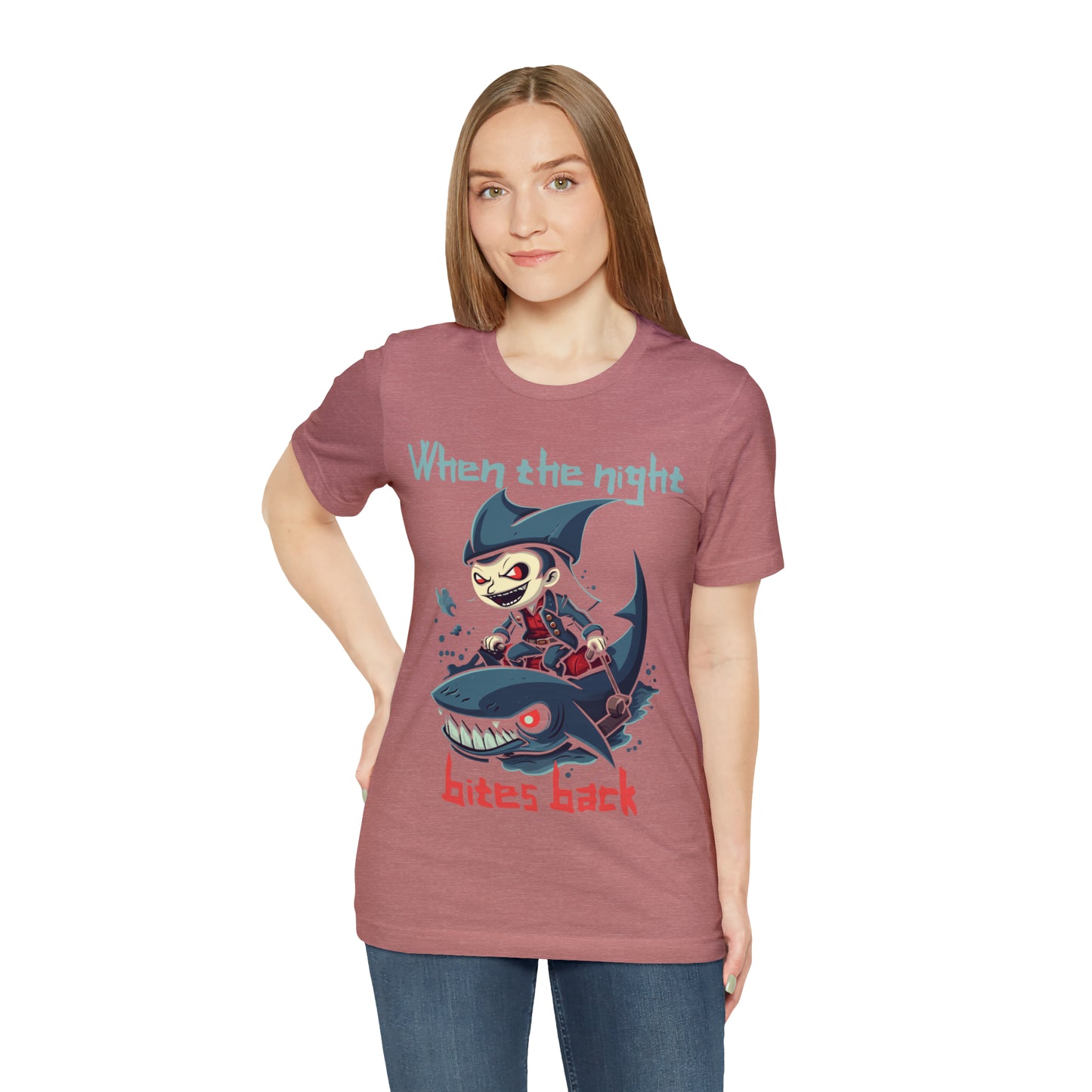 When The Night Bites Back Vampire Shark Halloween Nightmare T-Shirt