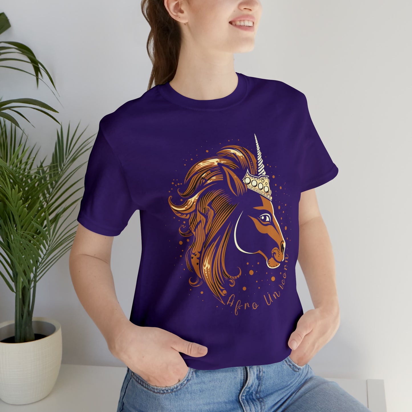 Afro Unicorn with crown - Regal Whimsical Majestic Fantasy Royal T-Shirt