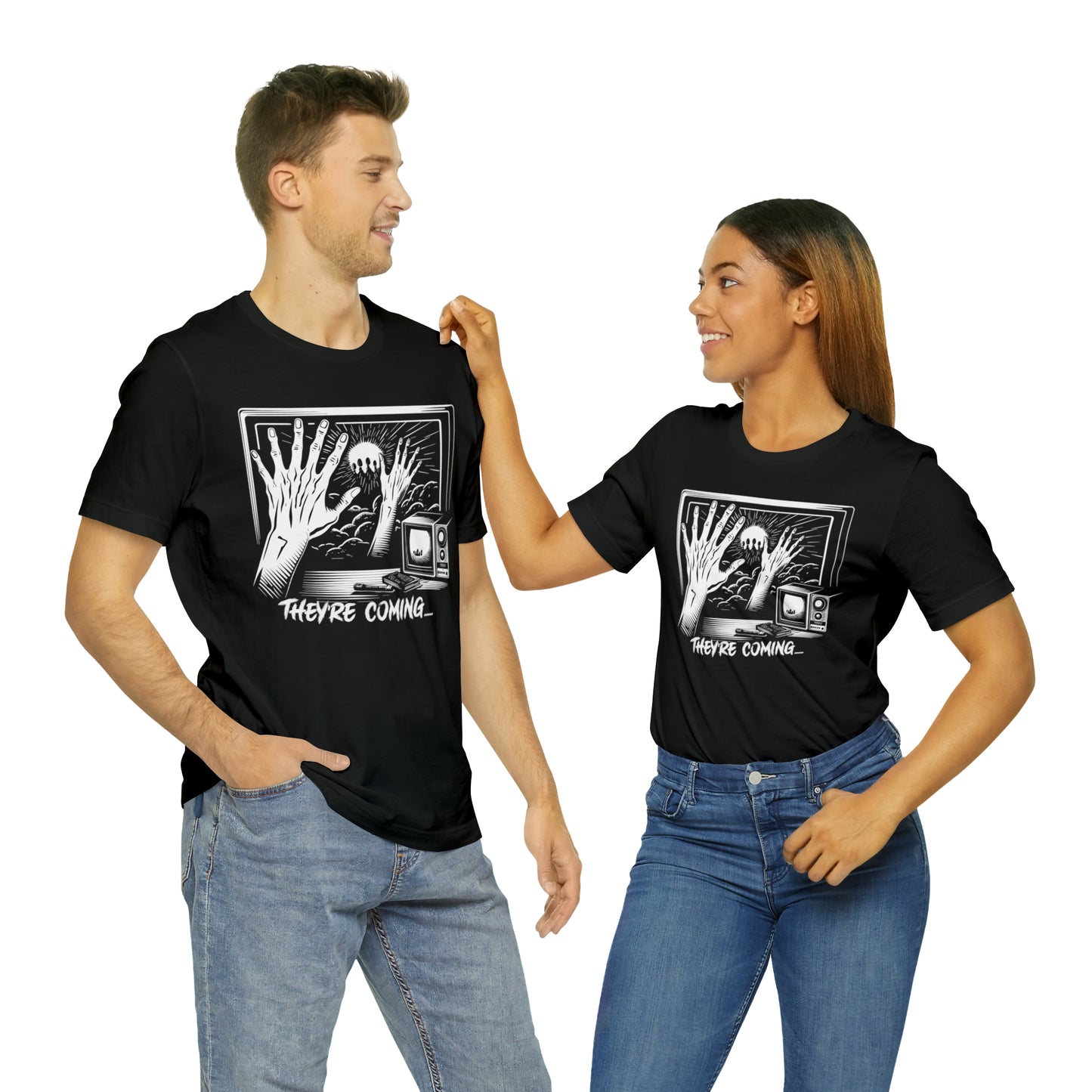 They're Coming Haunted Halloween Retro Eerie Anticipation T-Shirt