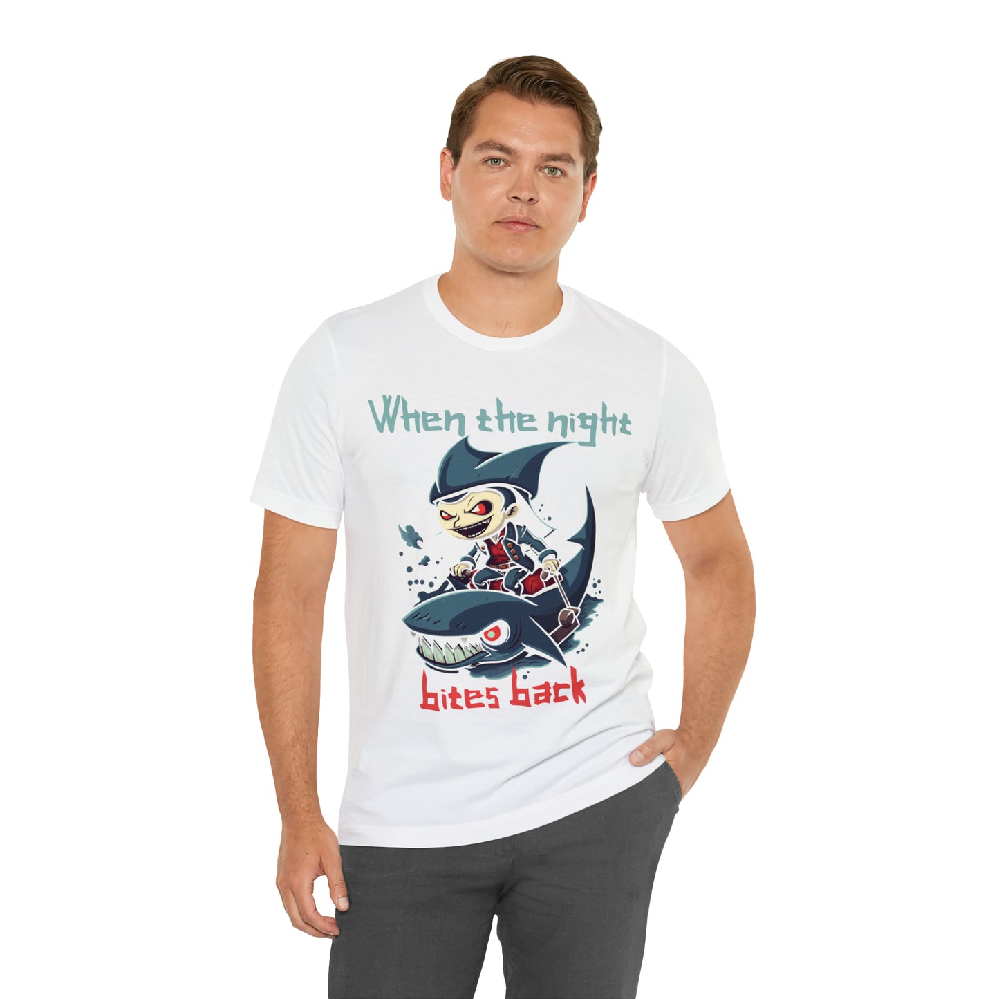 When The Night Bites Back Vampire Shark Halloween Nightmare T-Shirt