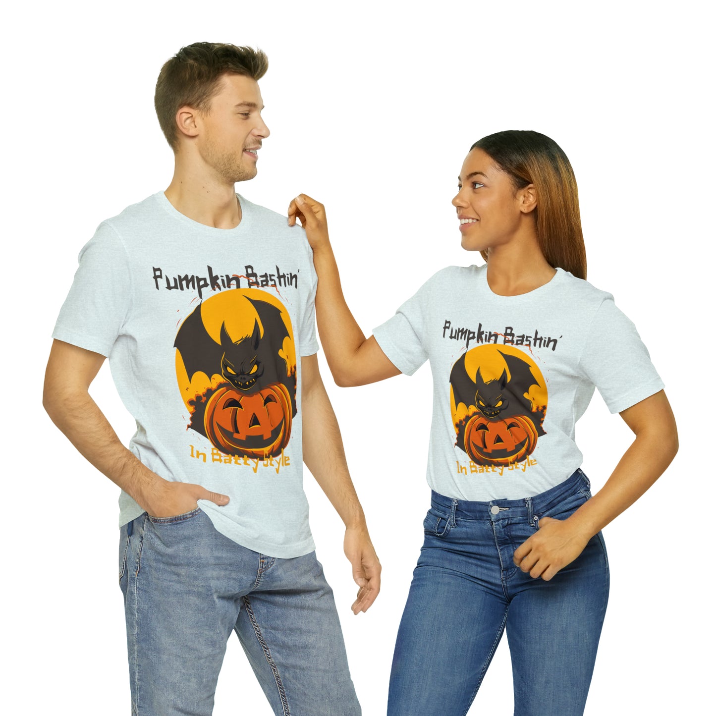 Spooky Bat Smashes Pumpkin Bashin' Fun Halloween Batty Style T-Shirt