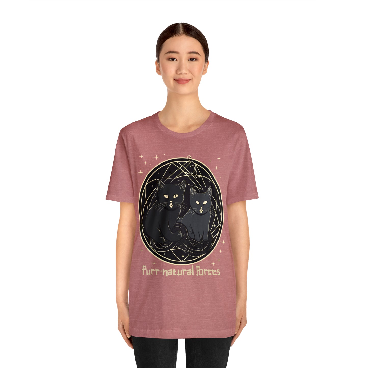 Purr-natural Forces Halloween Black Cat Magic Feline T-Shirt