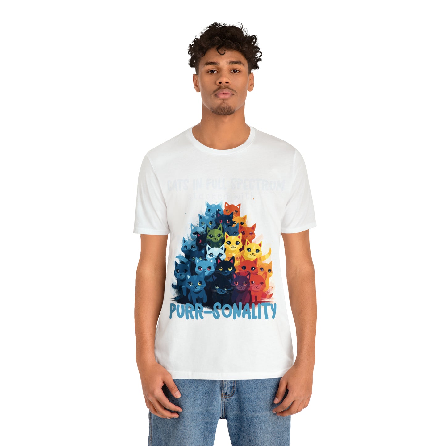 Cats in Full Spectrum Stacked with Purr-sonality Vibrant T-Shirt