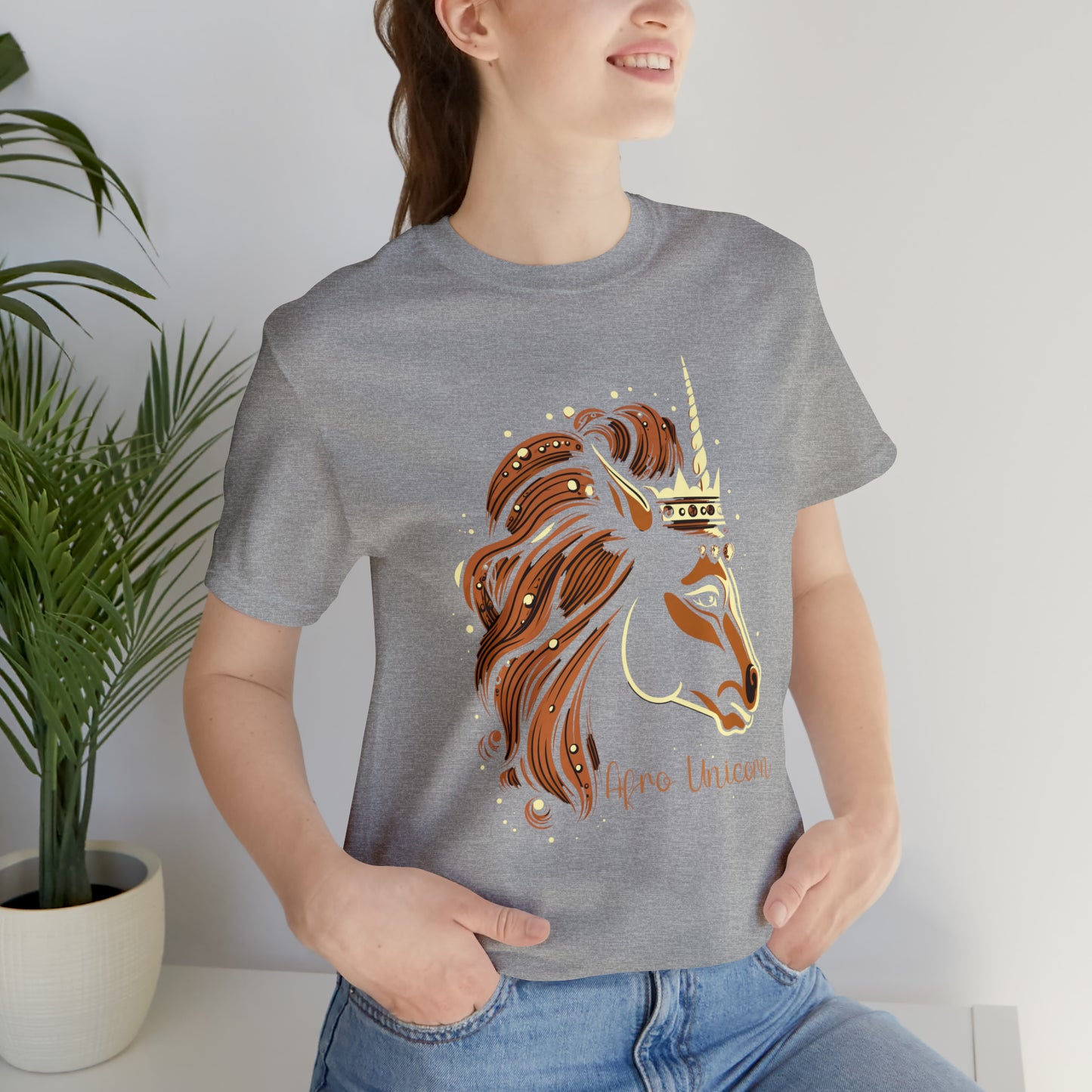 Afro Unicorn with crown - Regal Whimsical Majestic Fantasy Royal T-Shirt