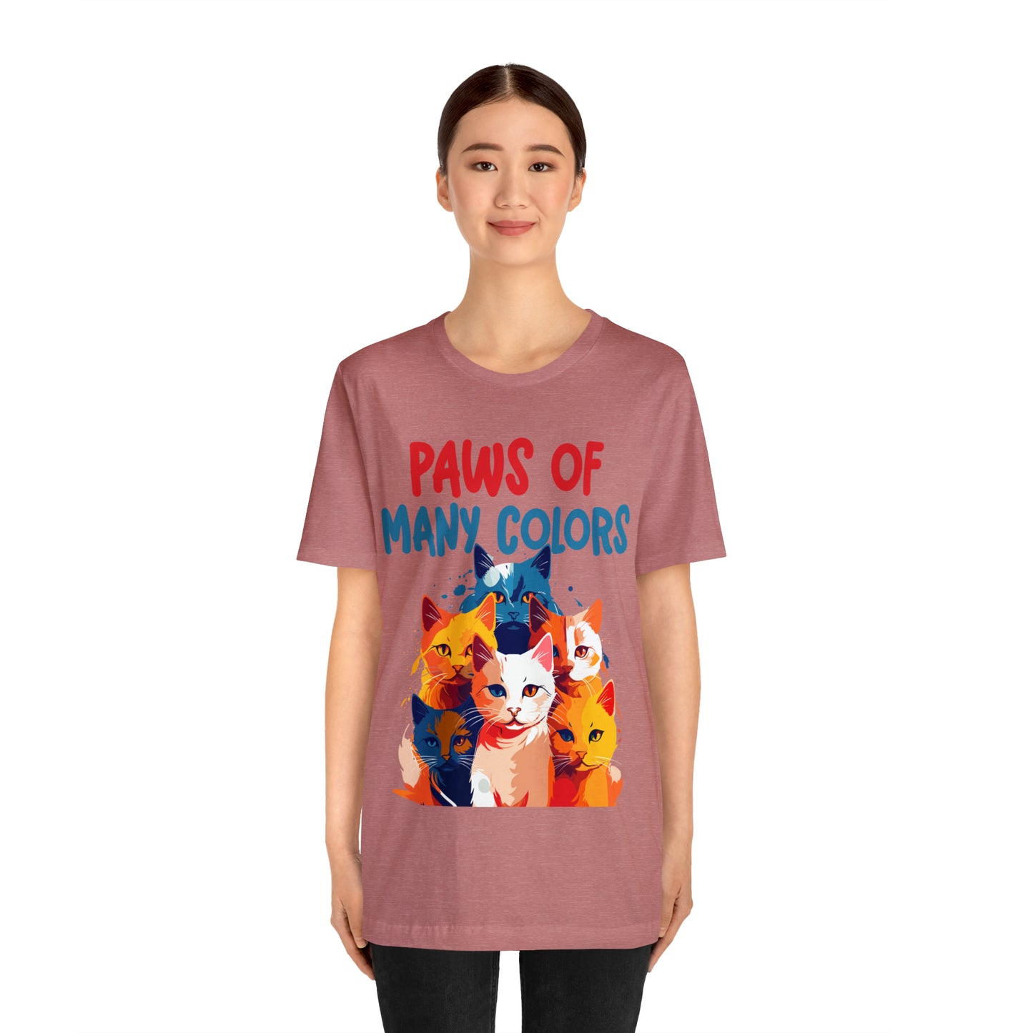 Paws of Many Colors Feline Rainbow Delight Kitty Lover T-Shirt