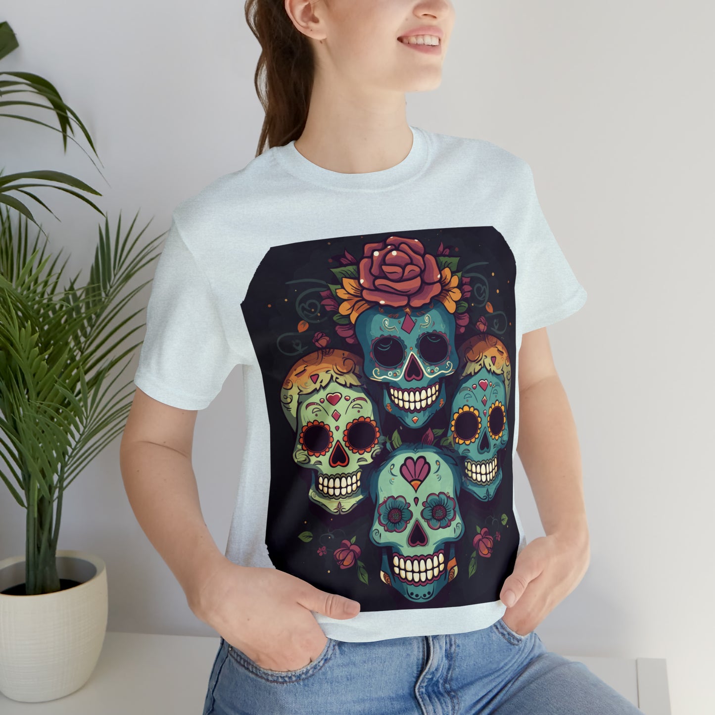 Sugar Skull Day Of The Dead Halloween Mexican Skeleton T-Shirt