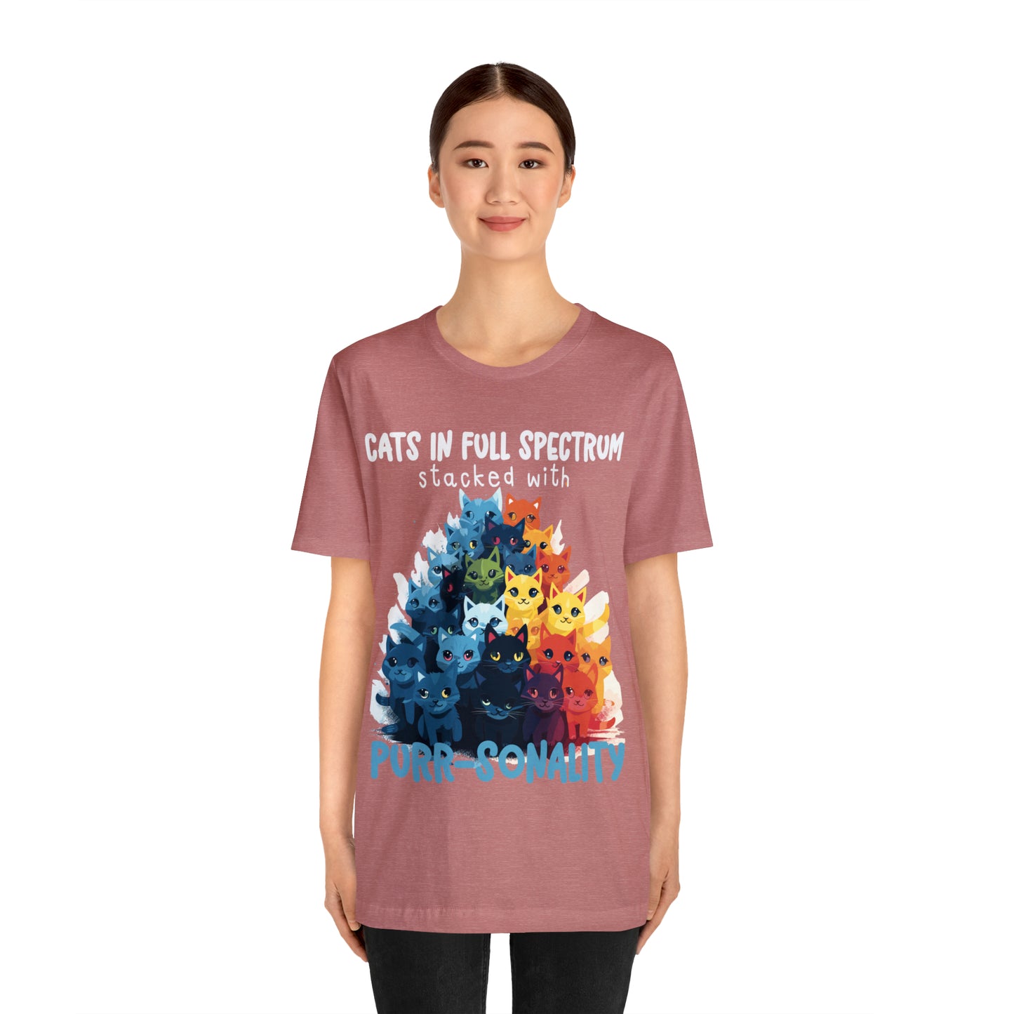 Cats in Full Spectrum Stacked with Purr-sonality Vibrant T-Shirt