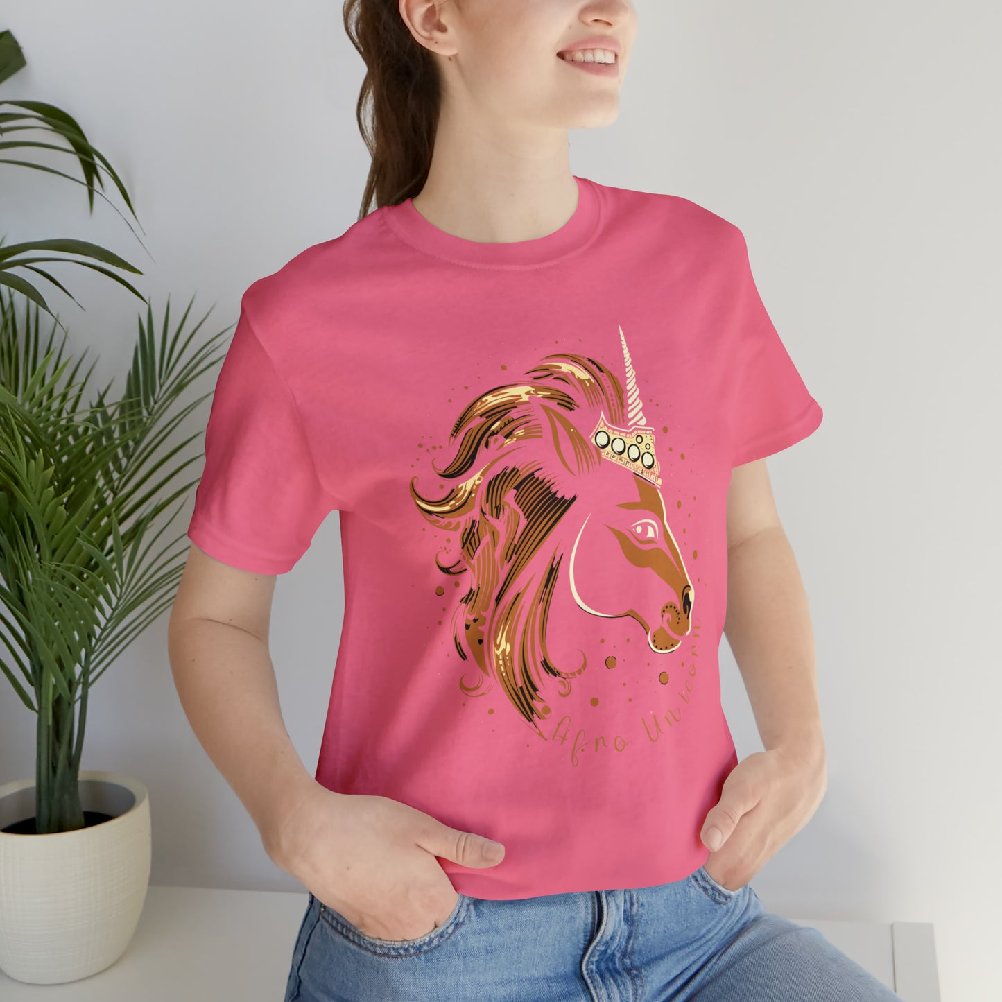 Afro Unicorn with crown - Regal Whimsical Majestic Fantasy Royal T-Shirt