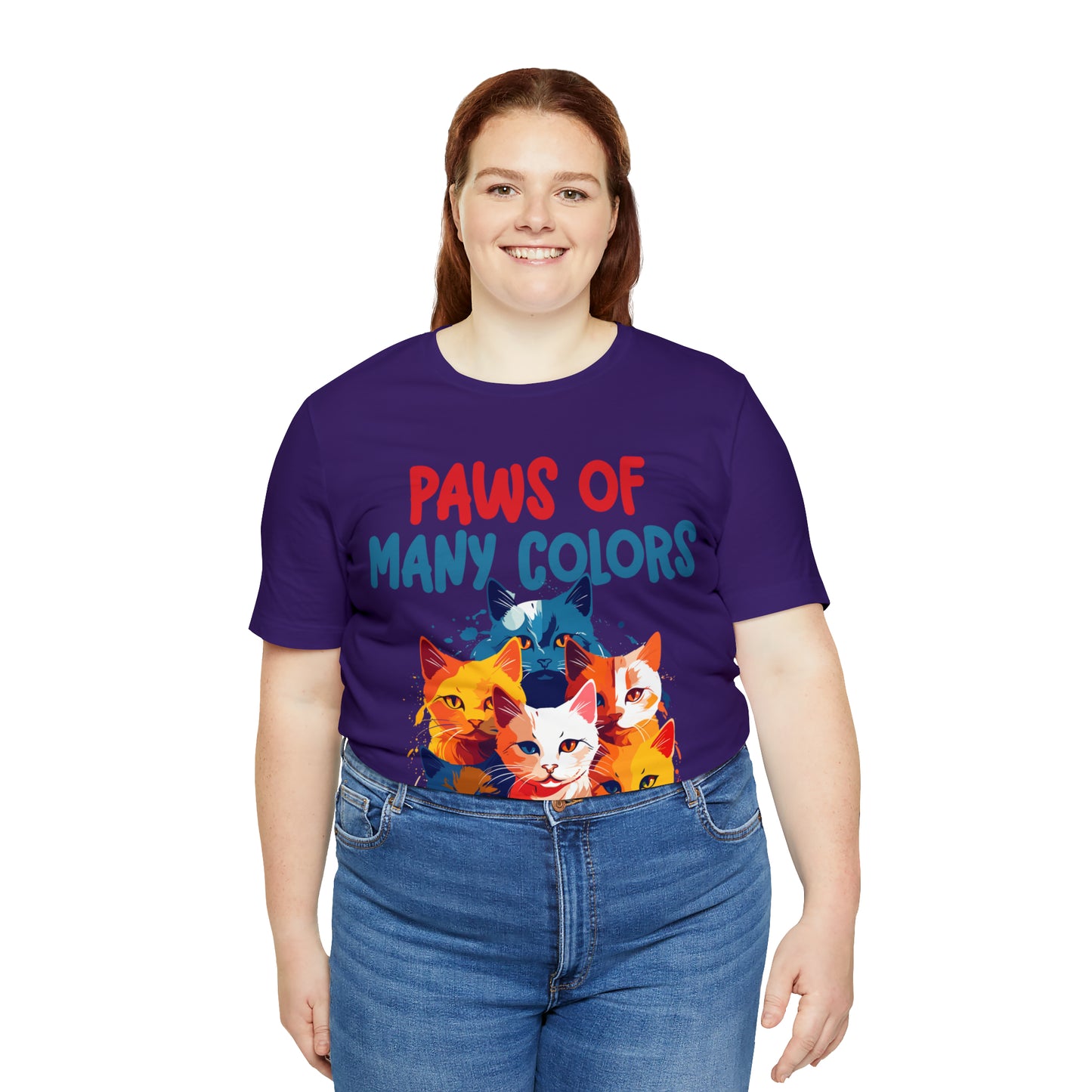 Paws of Many Colors Feline Rainbow Delight Kitty Lover T-Shirt