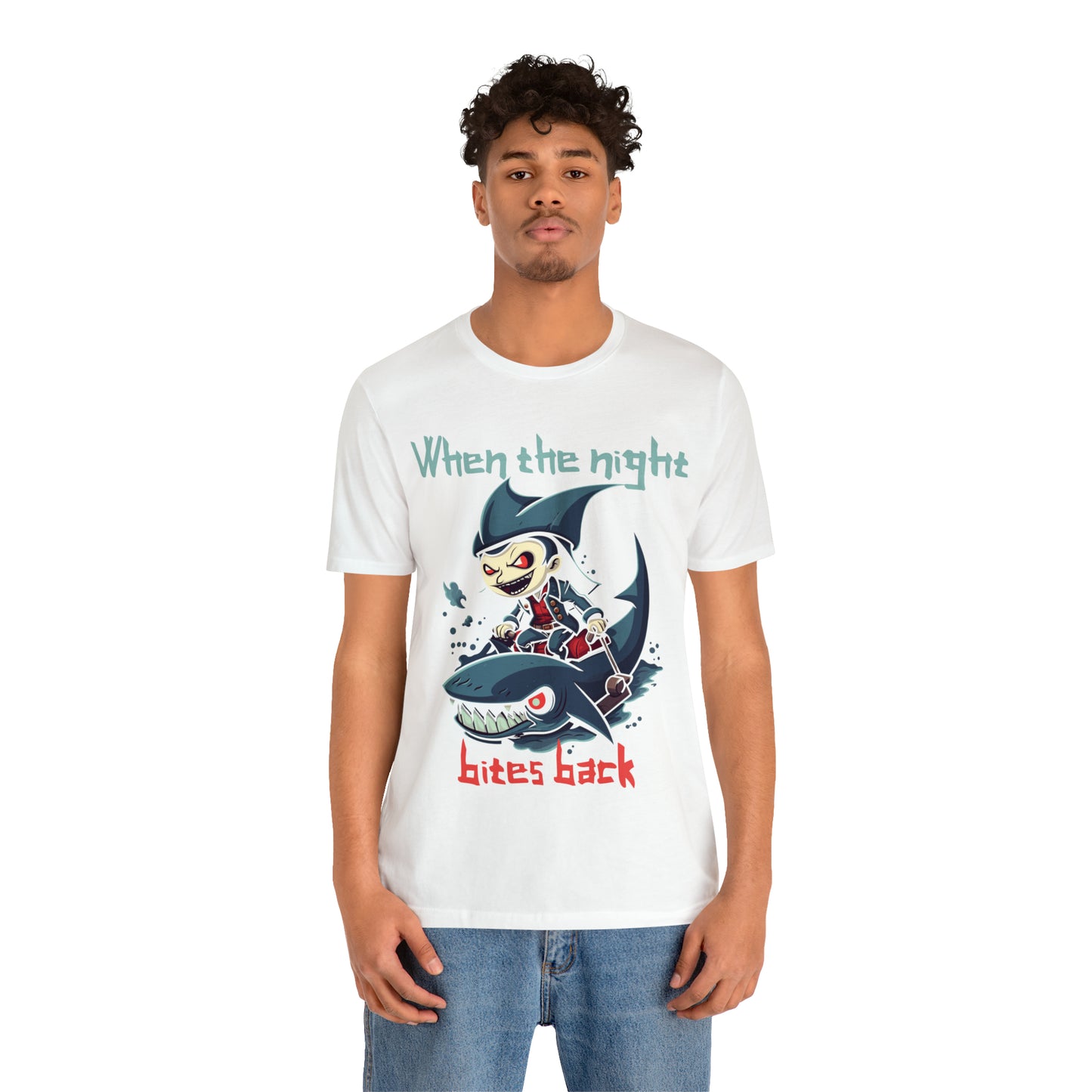 When The Night Bites Back Vampire Shark Halloween Nightmare T-Shirt