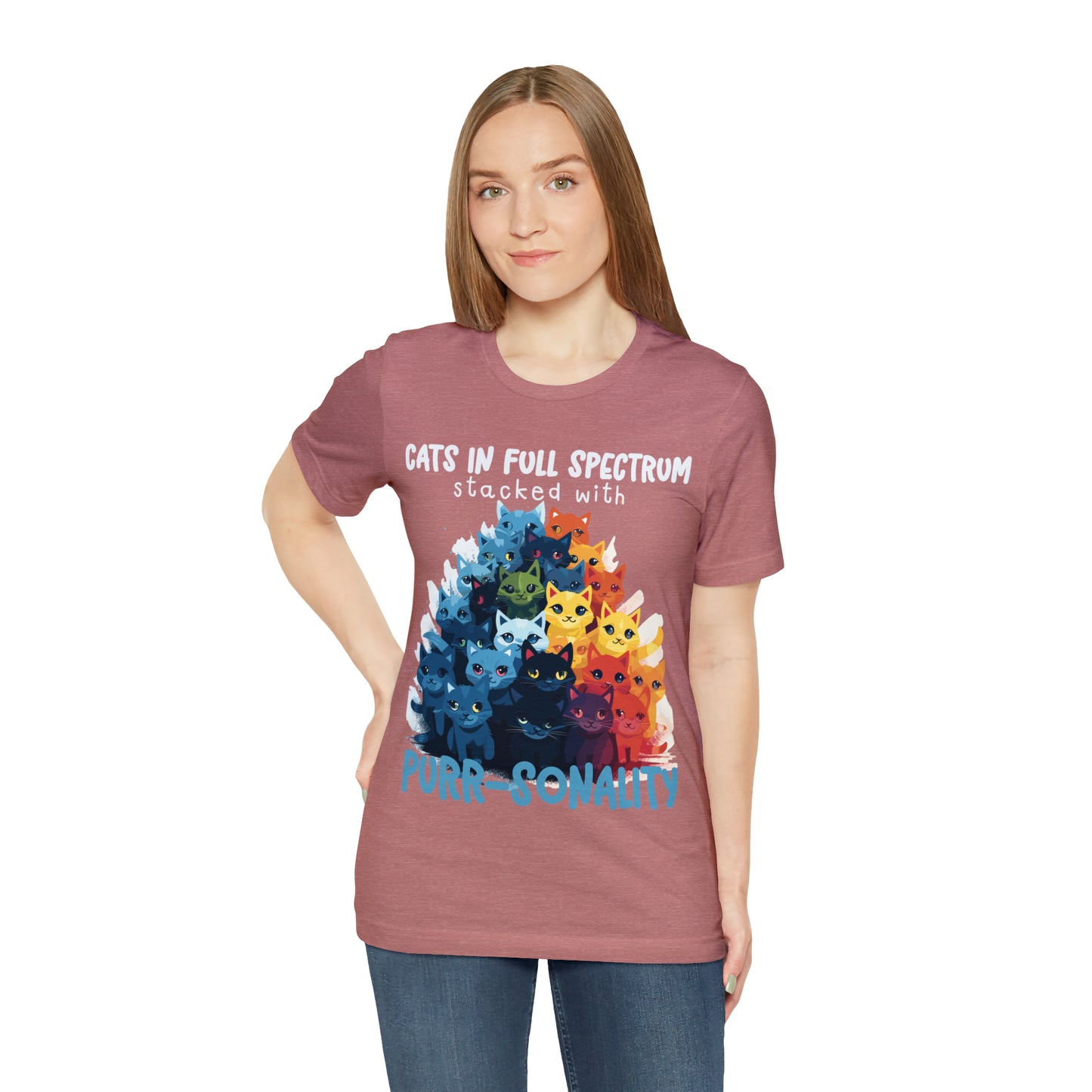 Cats in Full Spectrum Stacked with Purr-sonality Vibrant T-Shirt