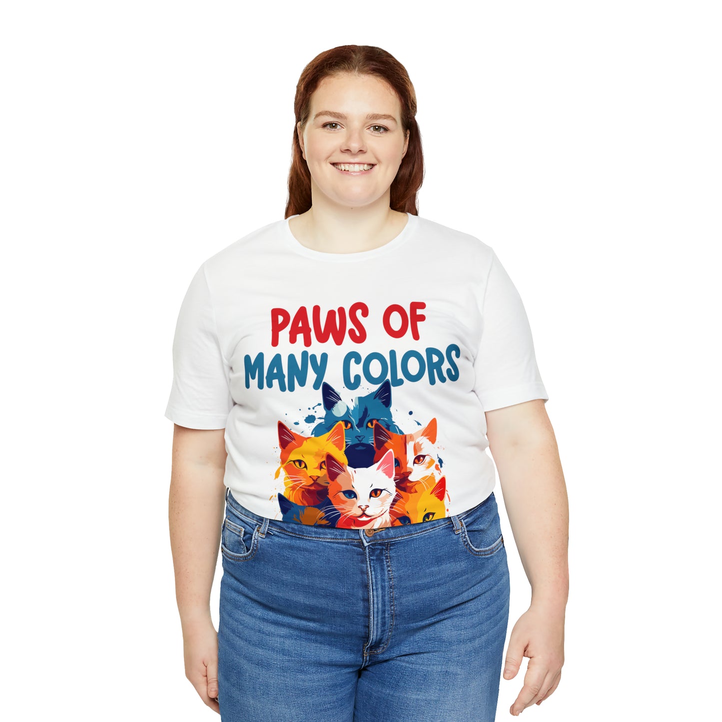 Paws of Many Colors Feline Rainbow Delight Kitty Lover T-Shirt