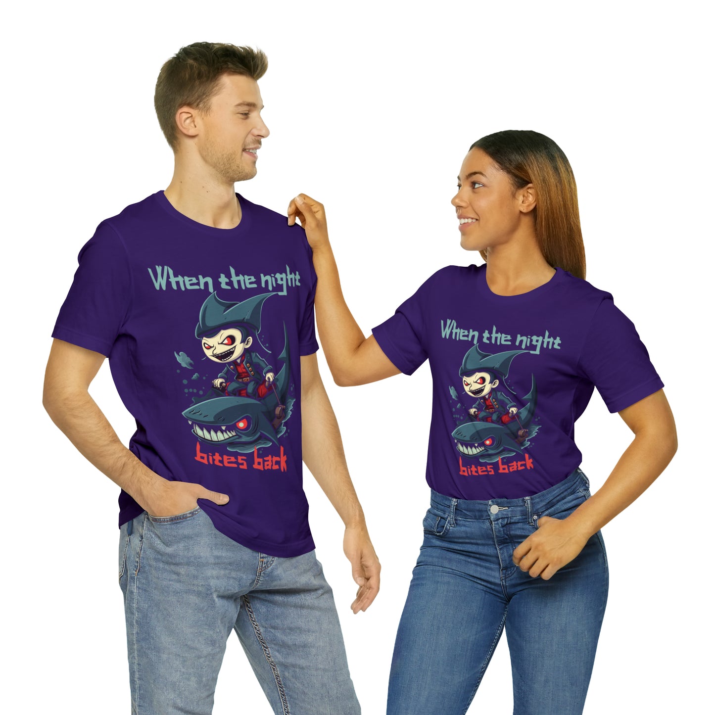 When The Night Bites Back Vampire Shark Halloween Nightmare T-Shirt