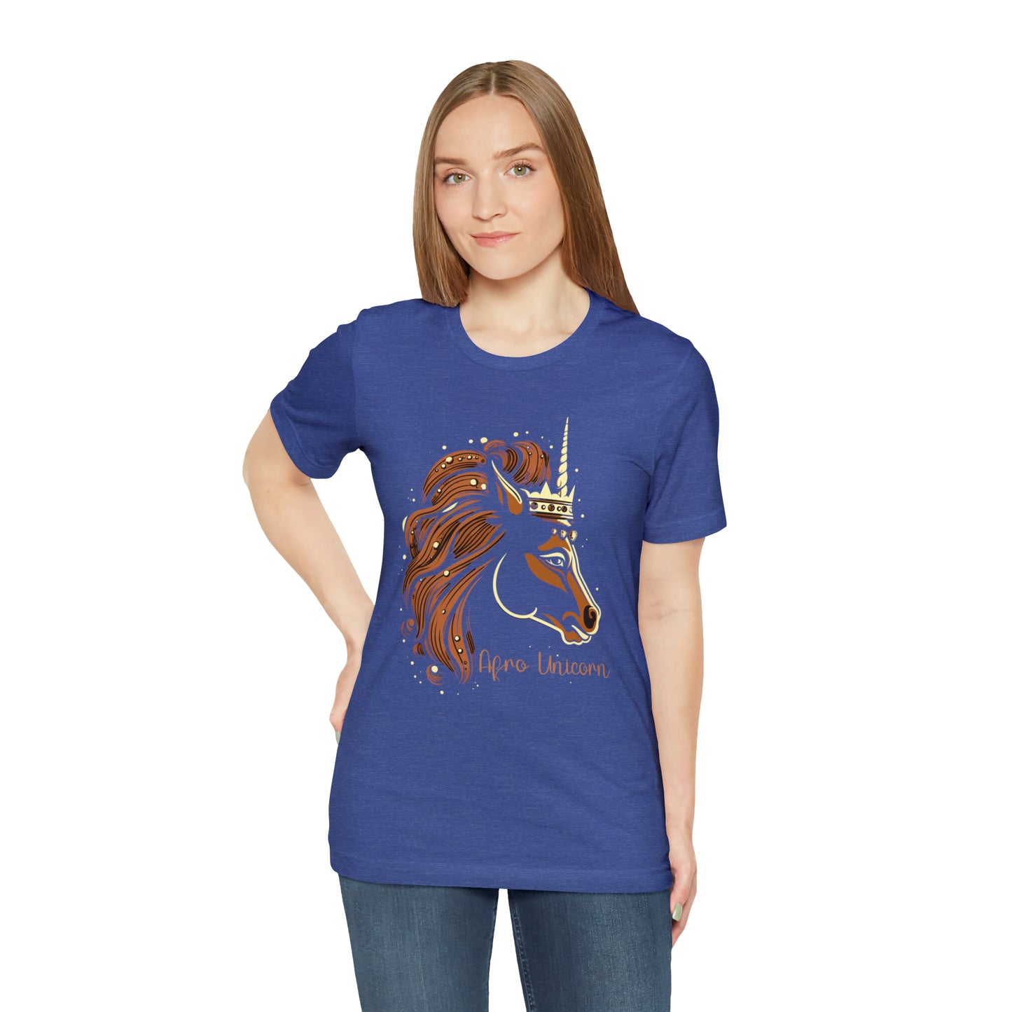 Afro Unicorn with crown - Regal Whimsical Majestic Fantasy Royal T-Shirt