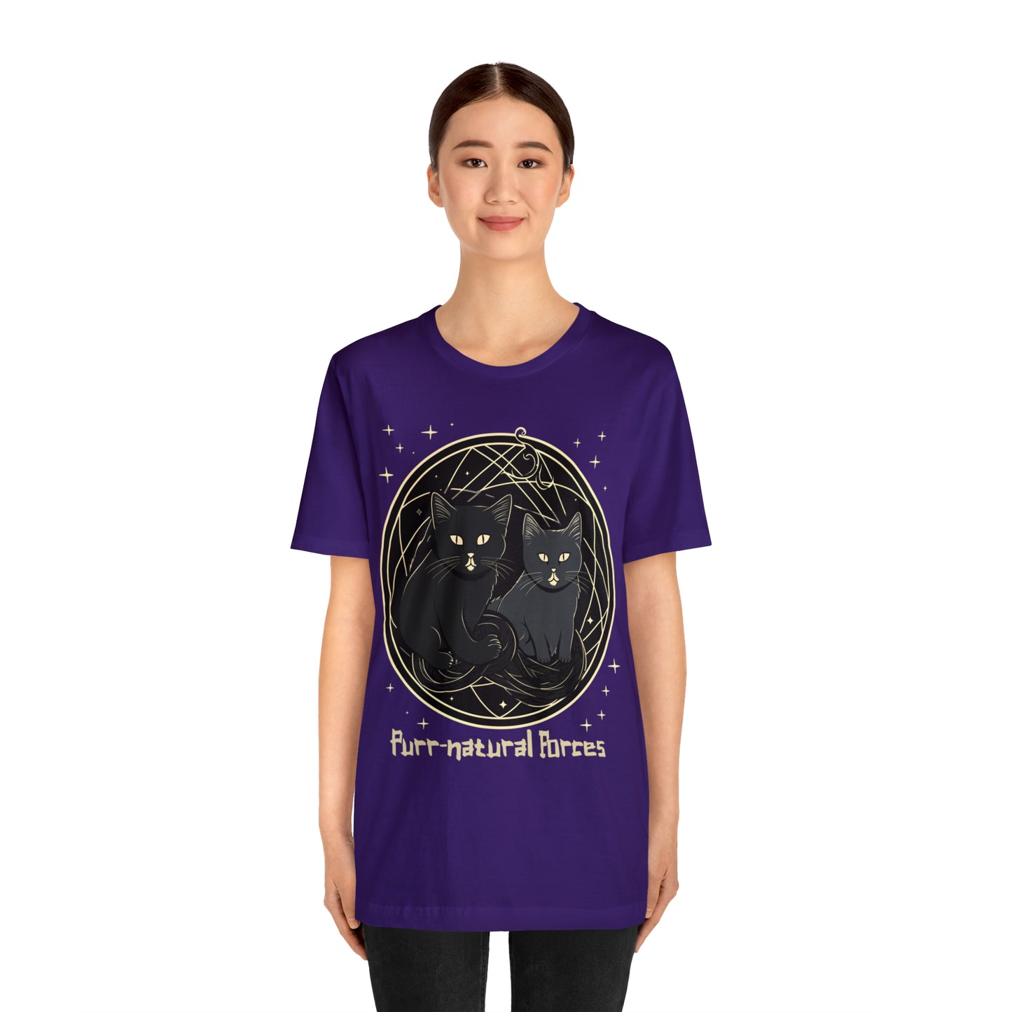 Purr-natural Forces Halloween Black Cat Magic Feline T-Shirt