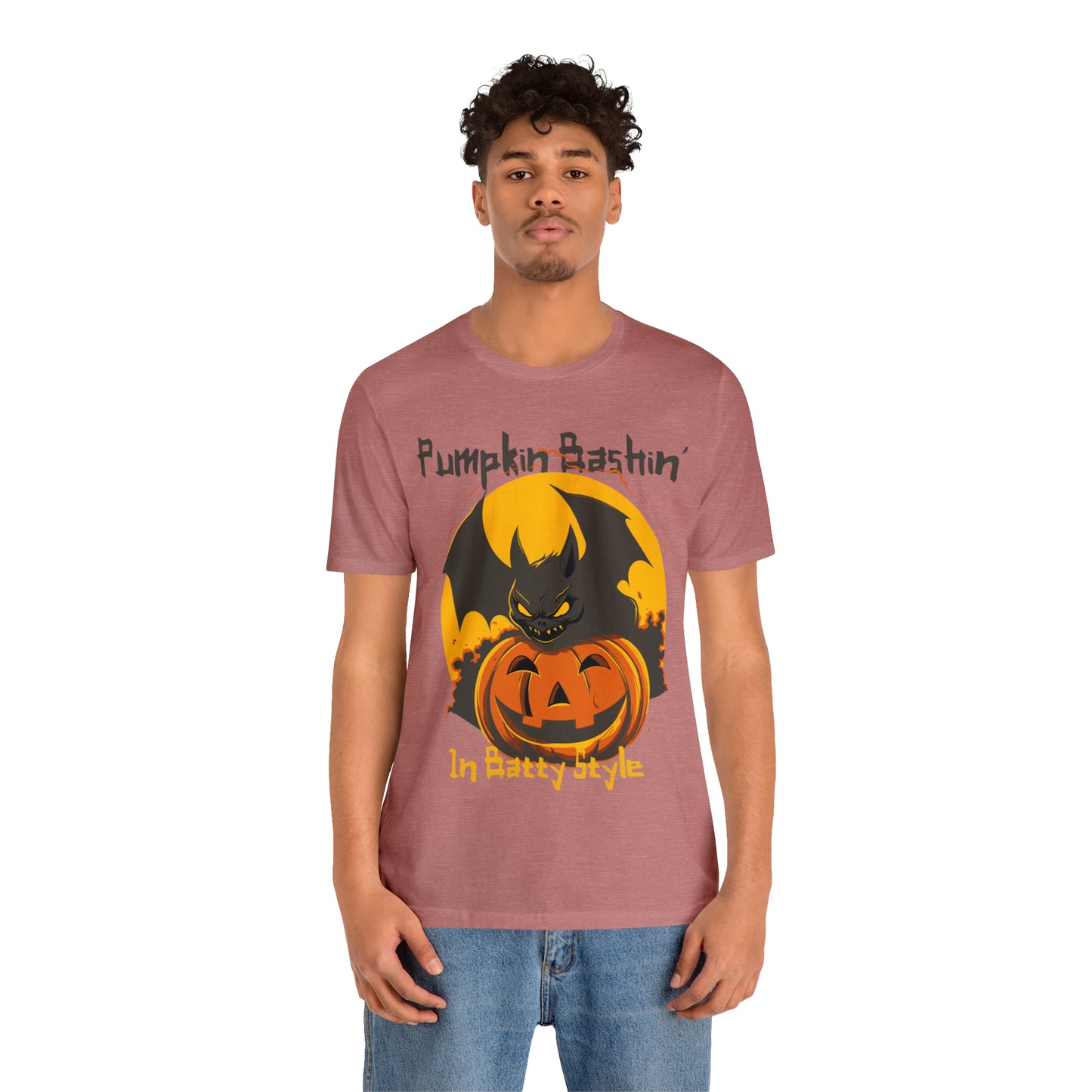 Spooky Bat Smashes Pumpkin Bashin' Fun Halloween Batty Style T-Shirt