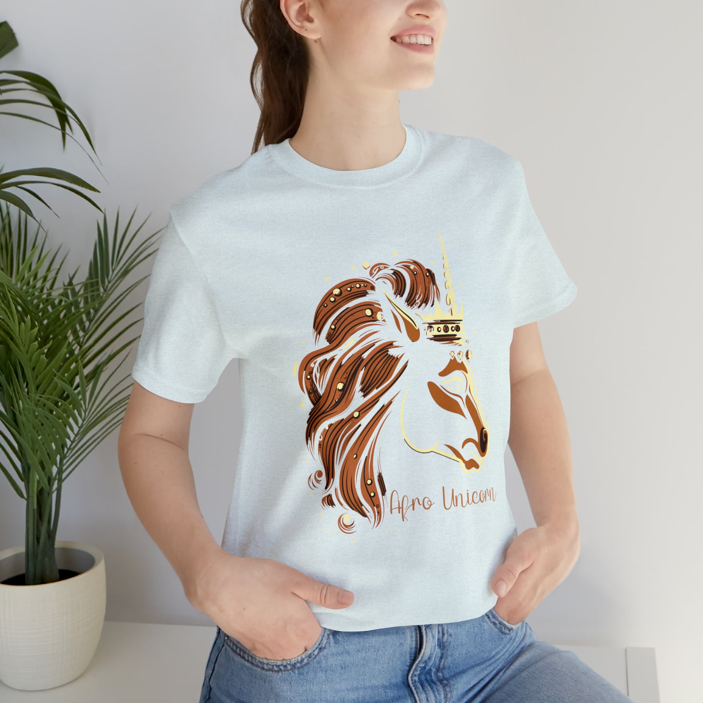 Afro Unicorn with crown - Regal Whimsical Majestic Fantasy Royal T-Shirt