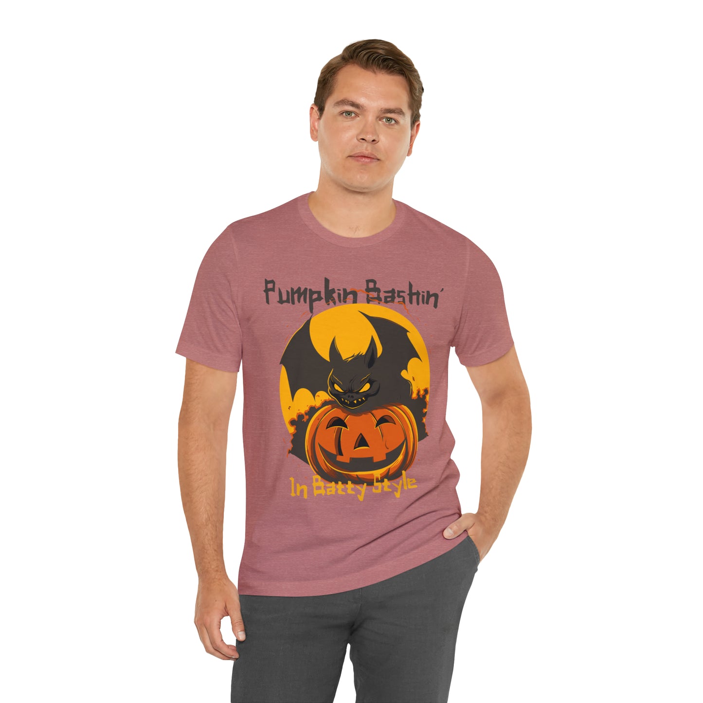 Spooky Bat Smashes Pumpkin Bashin' Fun Halloween Batty Style T-Shirt